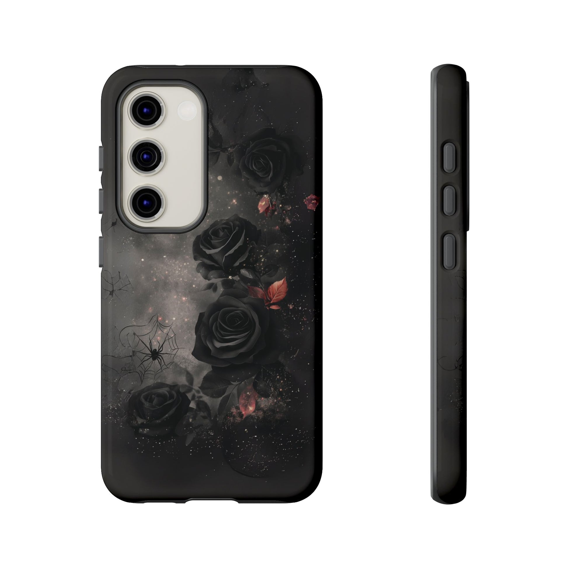 Gothic Floral Phone Case Dark Academia Black Roses Spider Webs Space Witchcraft Night Sky iPhone 13 14 15 16 Pro Max Galaxy Pixel