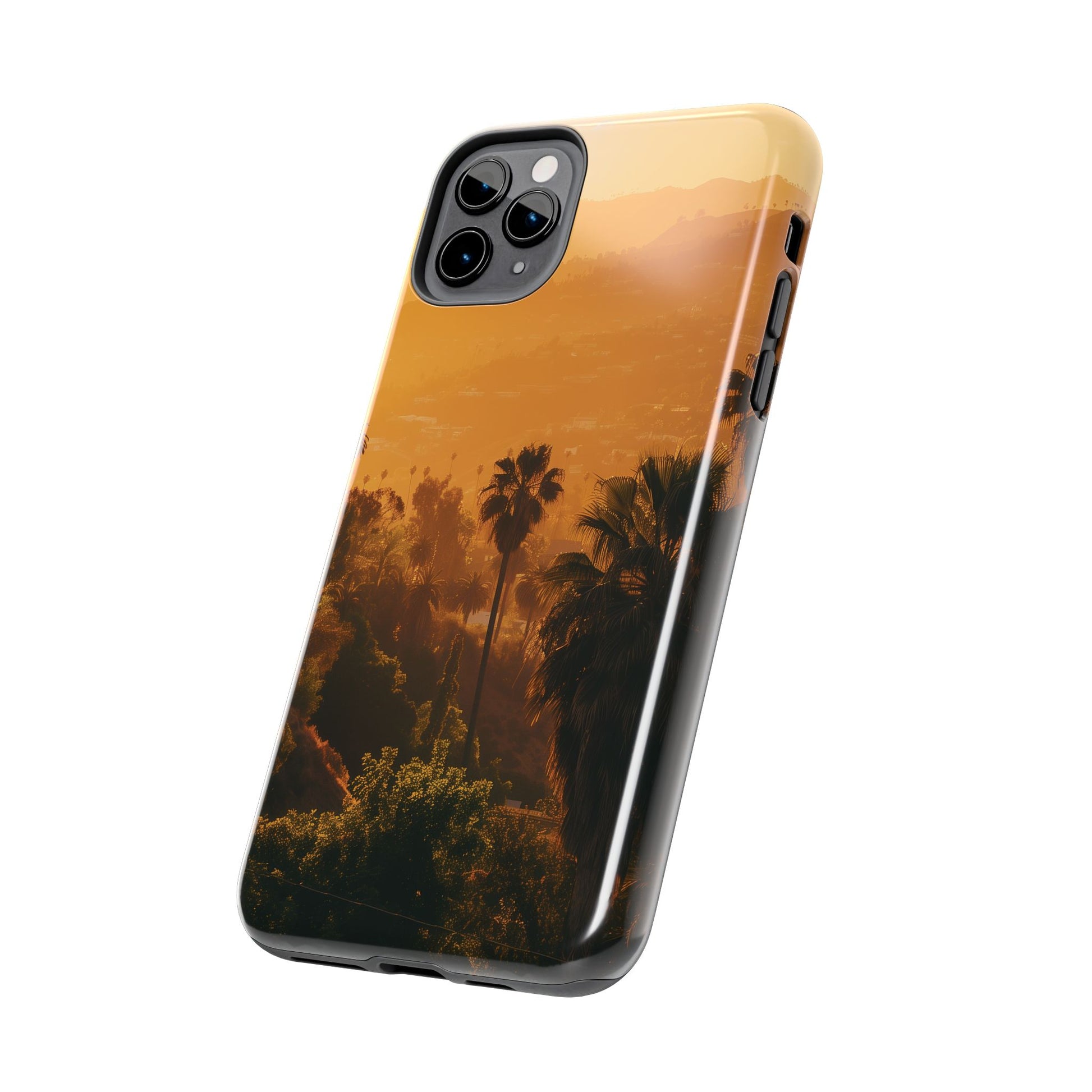 Los Angeles Sunset iPhone Case, Golden Hour Scenic View, Hollywood Hills Sunset Phone Case, Palm Trees Phone Case, iphone 15 pro max case
