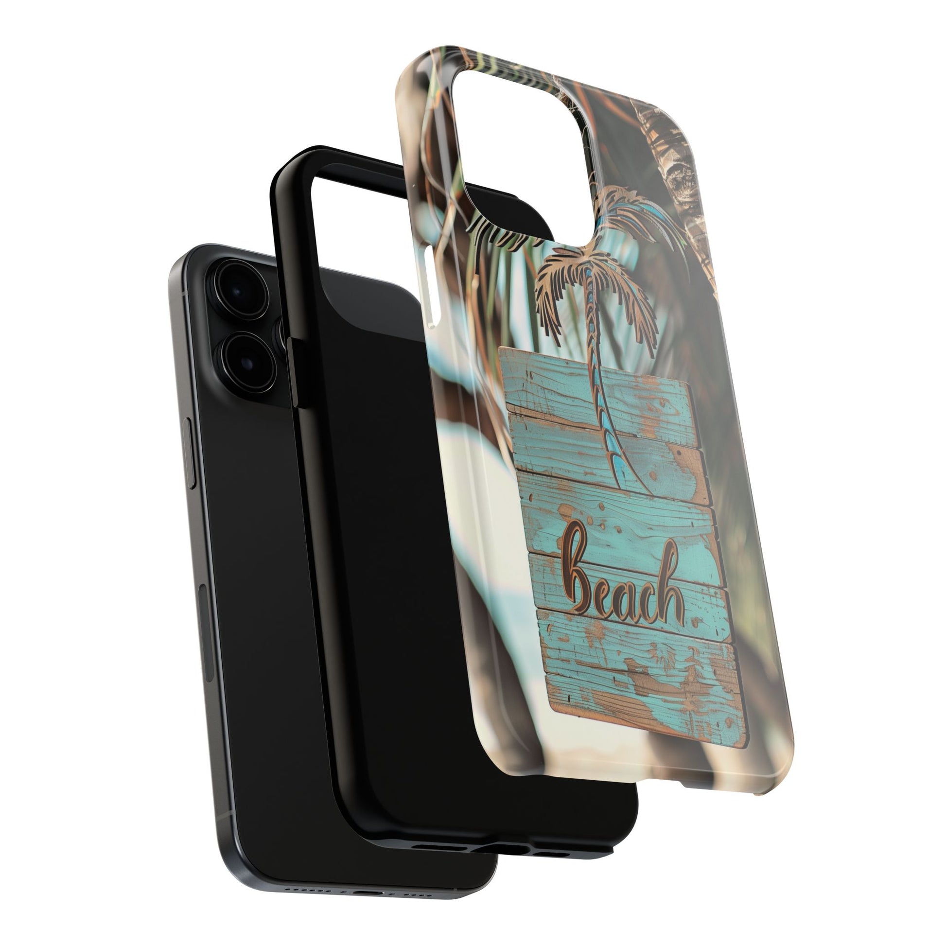 Durable Phone Case with Palm Tree Charm