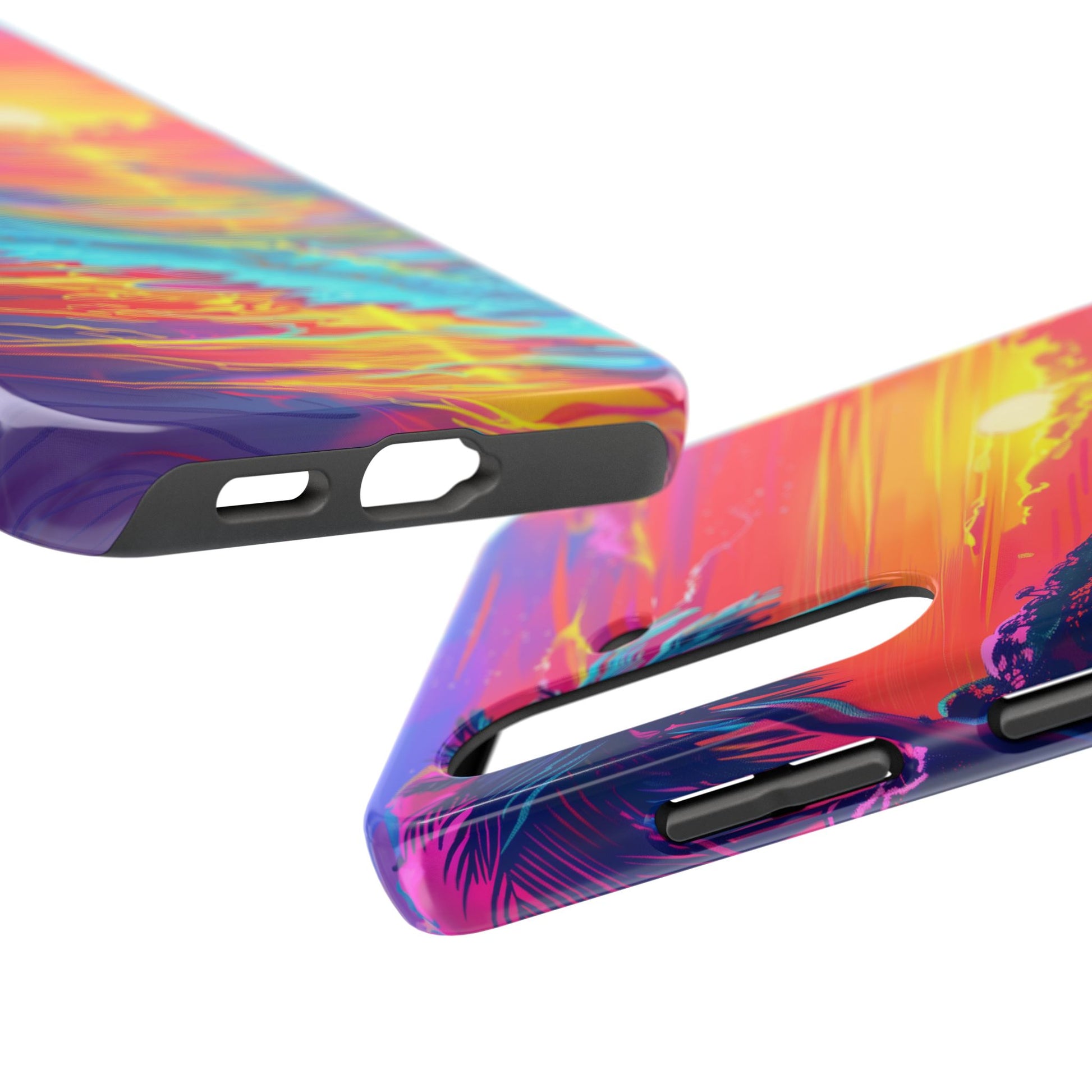 Tough Beach Sunrise Phone Case - Durable Case Lisa Frank Inspired Beach Art - Vibrant Beach Design - Colorful Phone Case for Beach Lovers