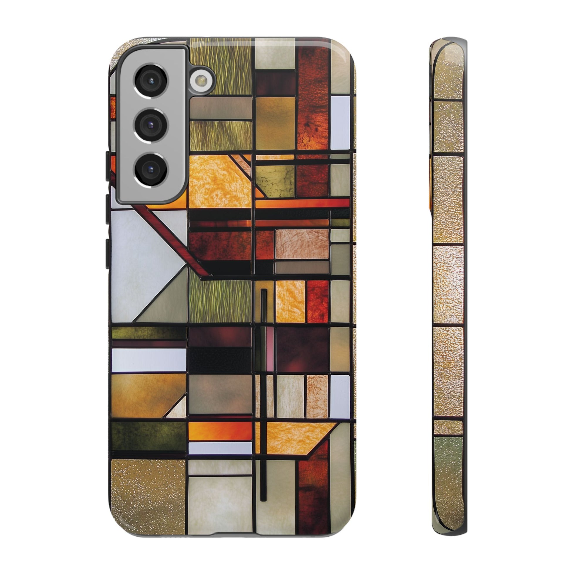 Stained Glass Phone Case Art Deco Frank Lloyd Wright Cottage Core Usonian Prairie Style Geometric Stylish  iPhone 14 15 16 Pro