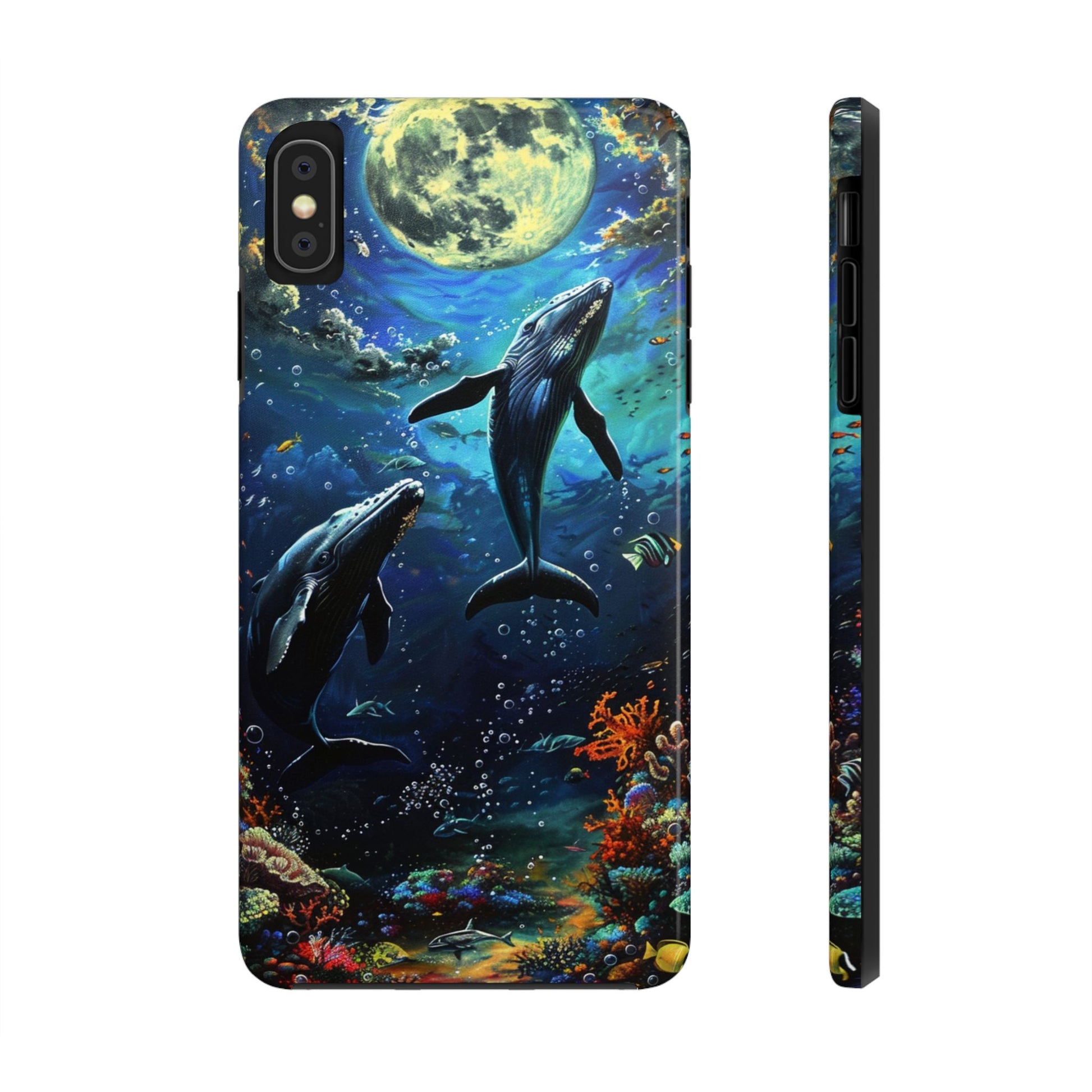 Moonlit Whales Underwater Phone Case - Durable and Stunning Protective Cover