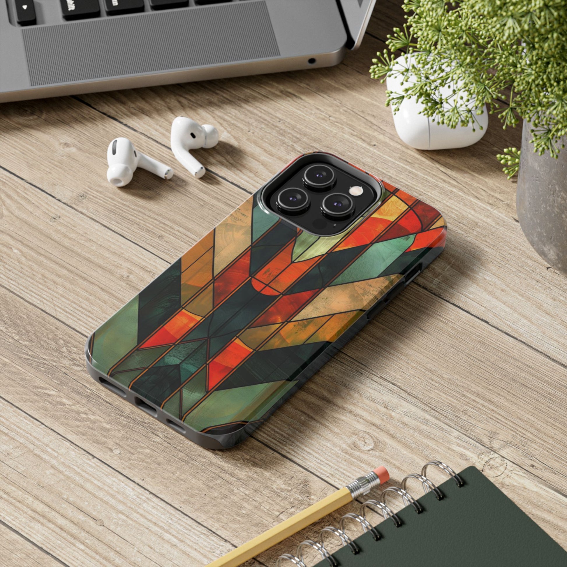 Noir Art Deco Colorful Stained Glass - Durable Dual Layer Iphone Case - Architect Phone Case