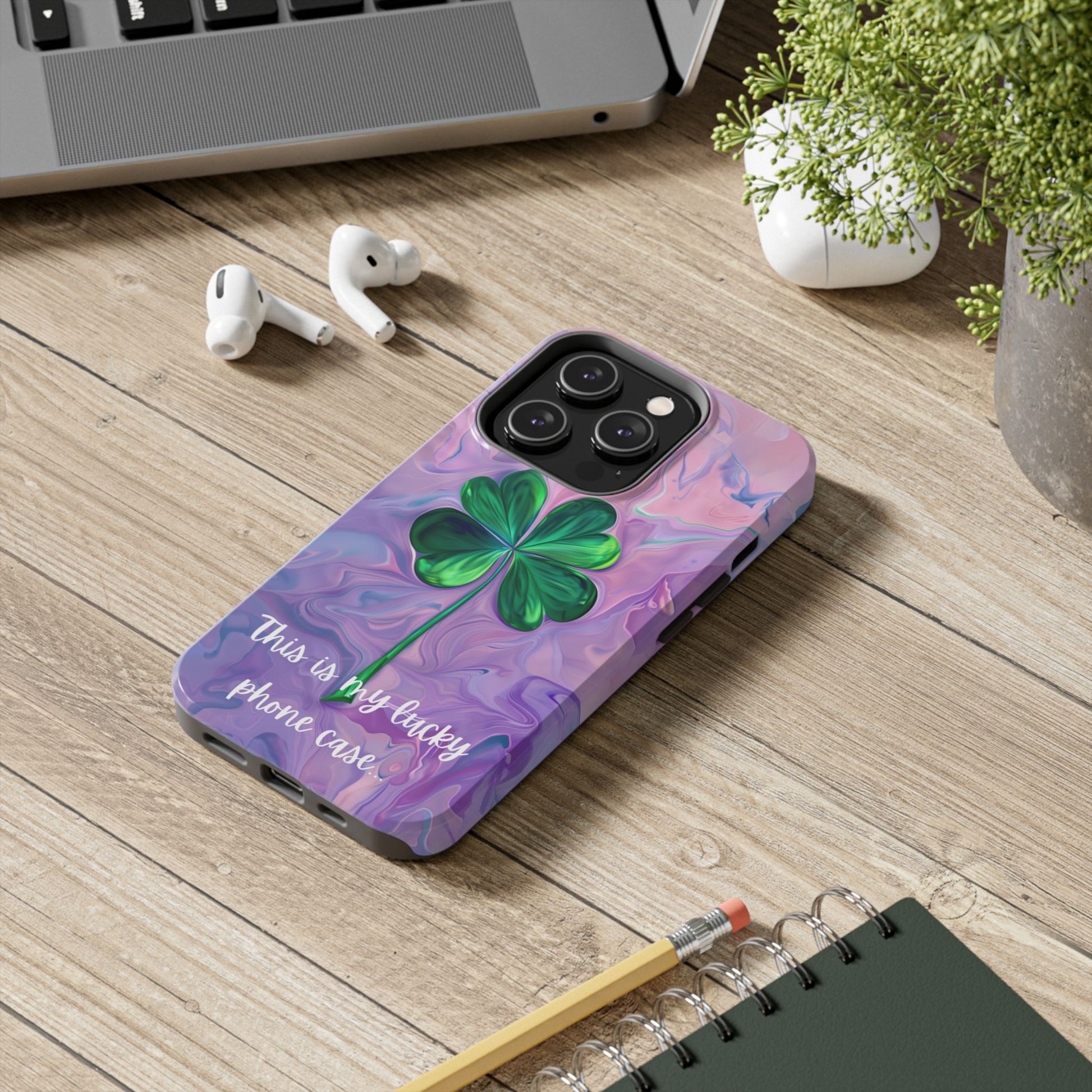 St Patrick's Day Lucky Phone Case Four Leaf Clover Durable Phone Case Good Luck Charm Protective iPhone 13 14 15 16 Pro Max Plus Galaxy