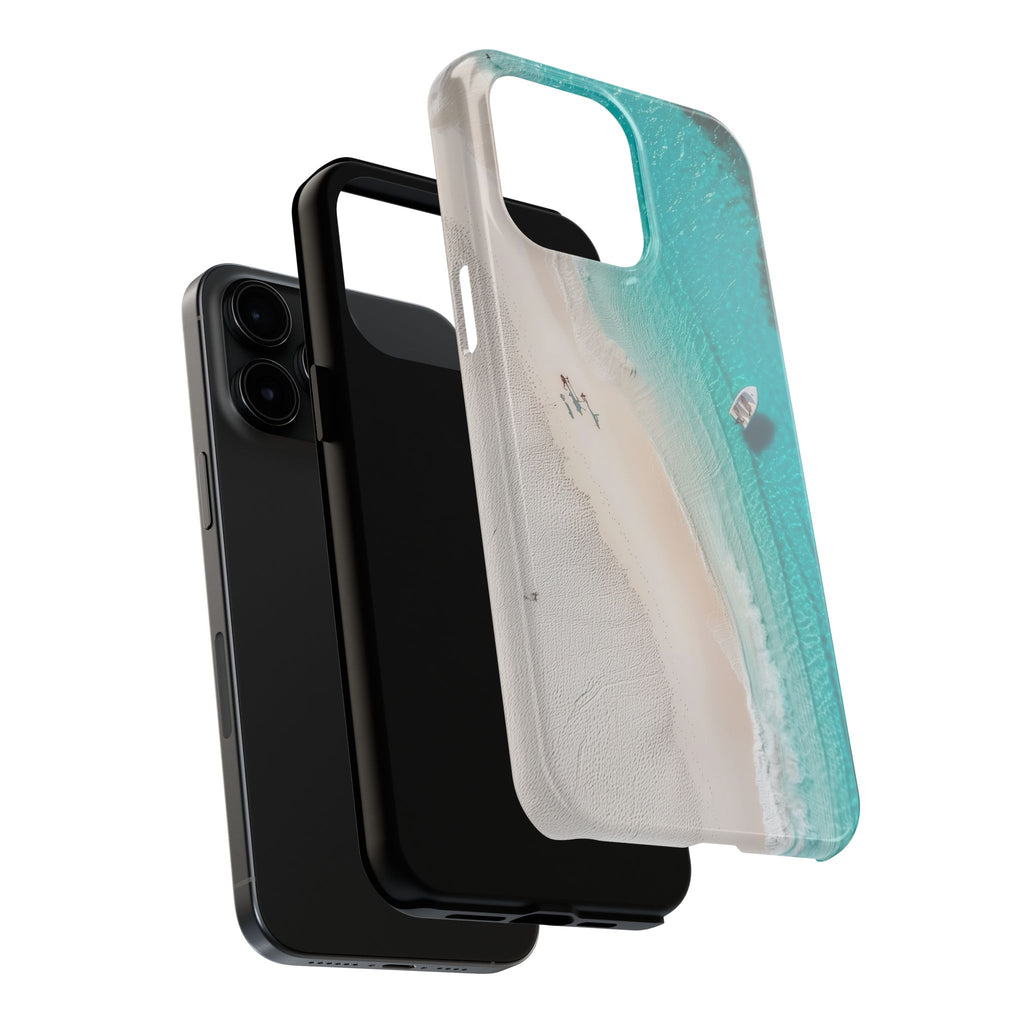 Turquoise Tranquility: Durable iPhone Case with White Sand Beach