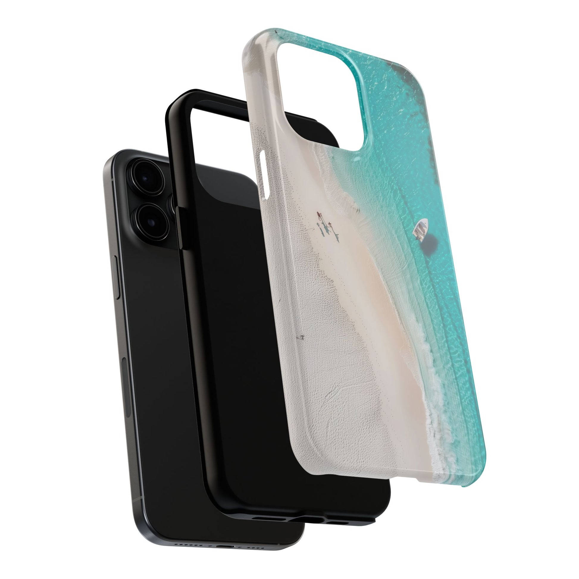 Turquoise Tranquility: Durable iPhone Case with White Sand Beach