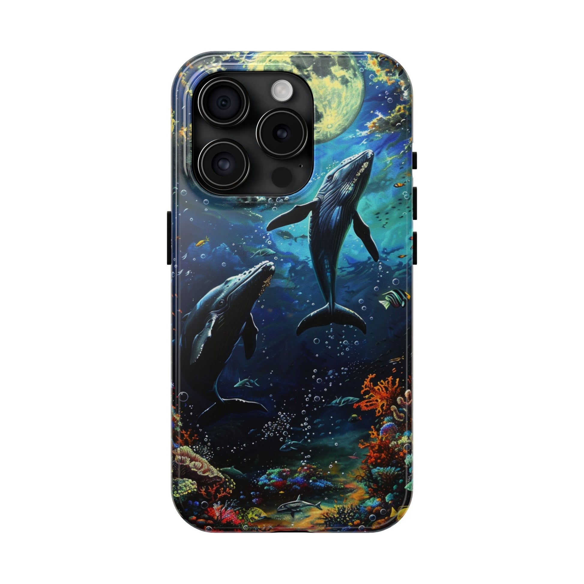 Moonlit Whales Underwater Phone Case - Durable and Stunning Protective Cover