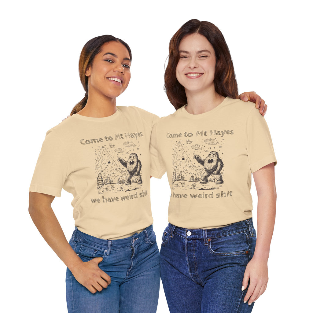 Alien Conspiracy Unisex Tee, Bigfoot Mountain Sketch Shirt, UFO Weird Stuff Tshirt, California Men's Top, Space Extraterrestrial Shirt