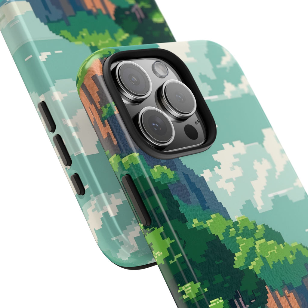 Pixel Art Video Game Landscapes Phone Case, Retro Gaming Pixelated Design, Geeky Gamer Phone Cover, Unique Video Game Art Accessories