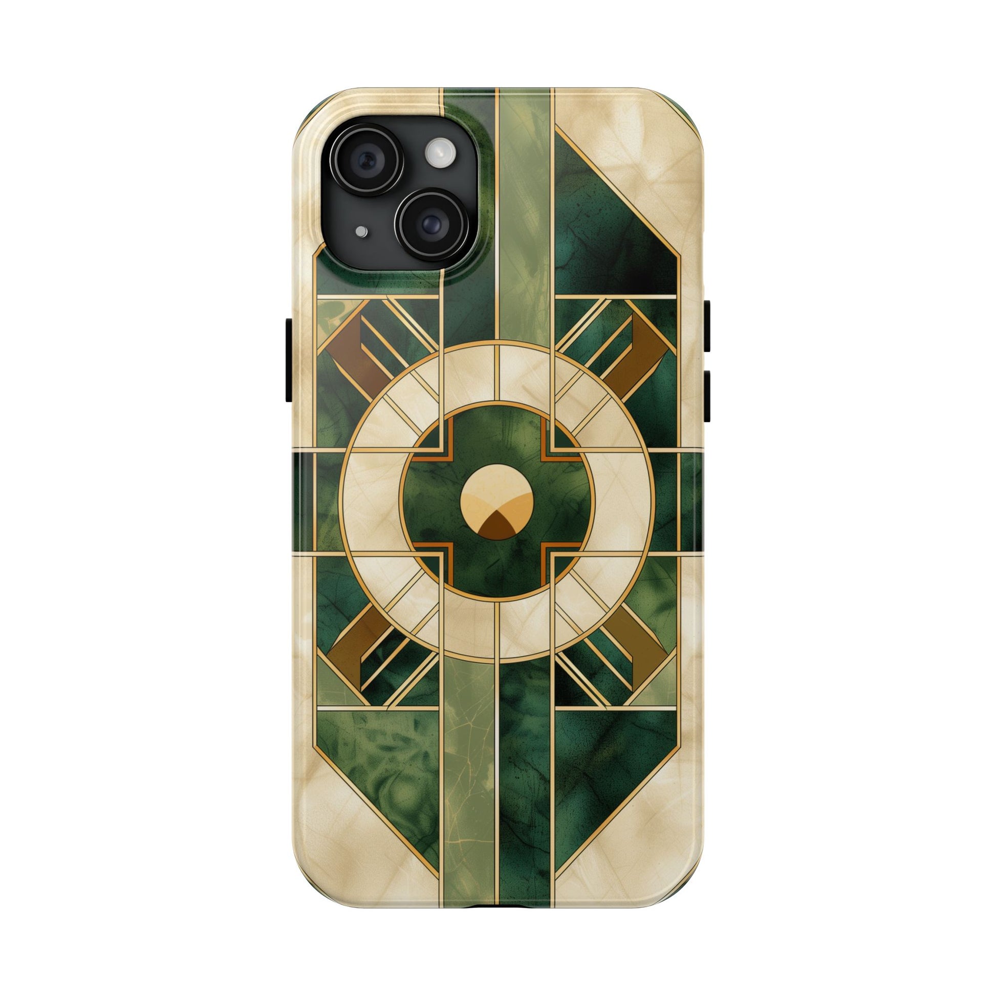 Green Frank Lloyd Wright Inspired Phone Case - Geometric Elegance for iPhone Models