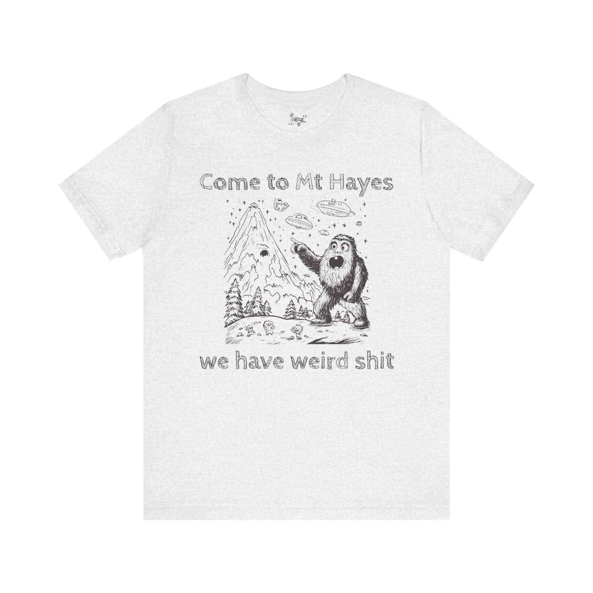 Alien Conspiracy Unisex Tee, Bigfoot Mountain Sketch Shirt, UFO Weird Stuff Tshirt, California Men's Top, Space Extraterrestrial Shirt