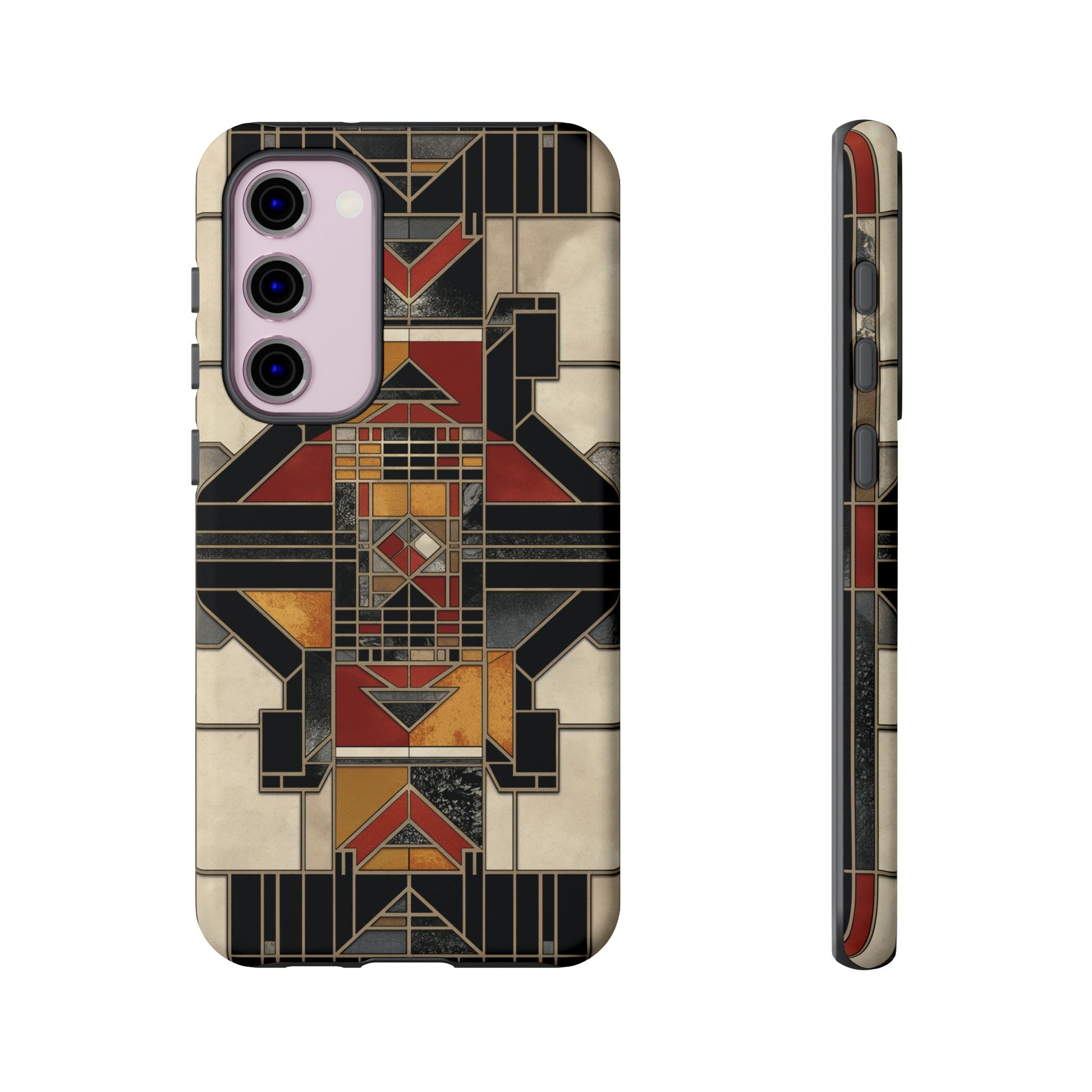 Stained Glass Art Deco Southwest Prairie Style Frank Lloyd Phone Case Geometric Marble Gold 13 14 15 16 iPhone Pro Max Galaxy Pixel