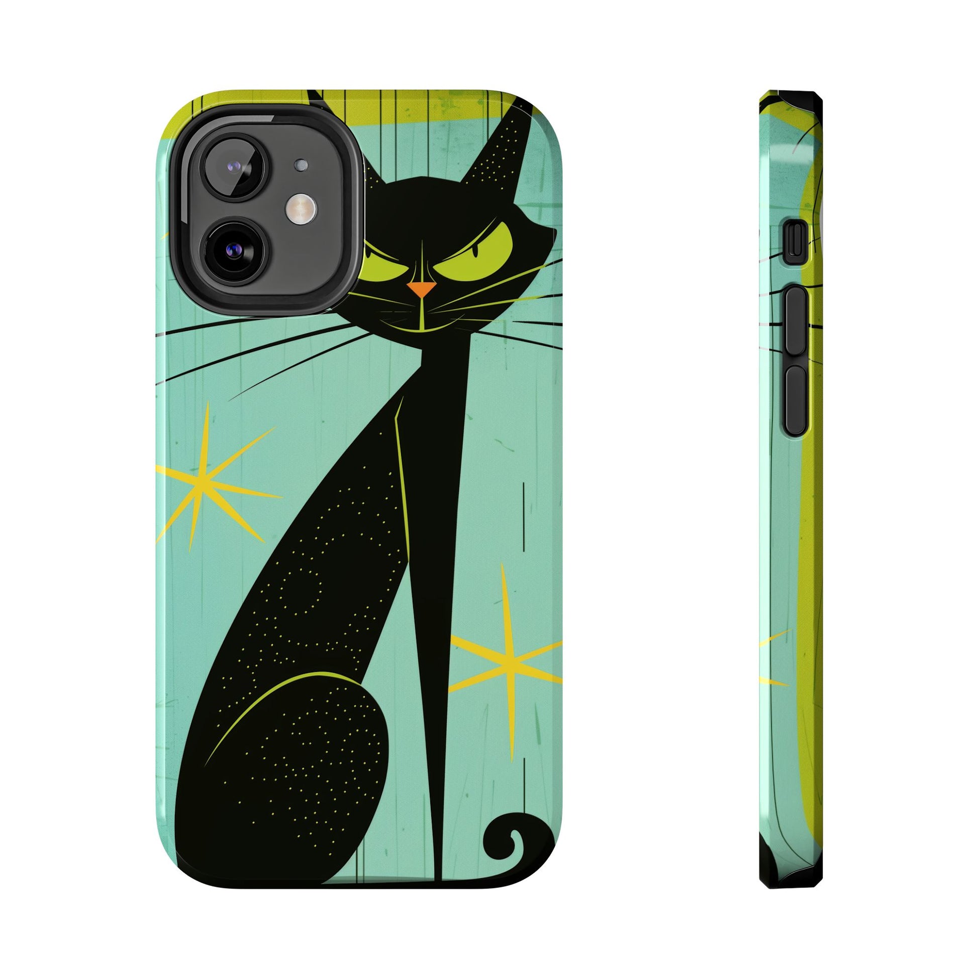 Mid-Century Modern Phone Case, Mid Mod iPhone Case, Atomic Cats iPhone Case, Retro Chic Smartphone Cover, Unique Artistic Phone Accessory
