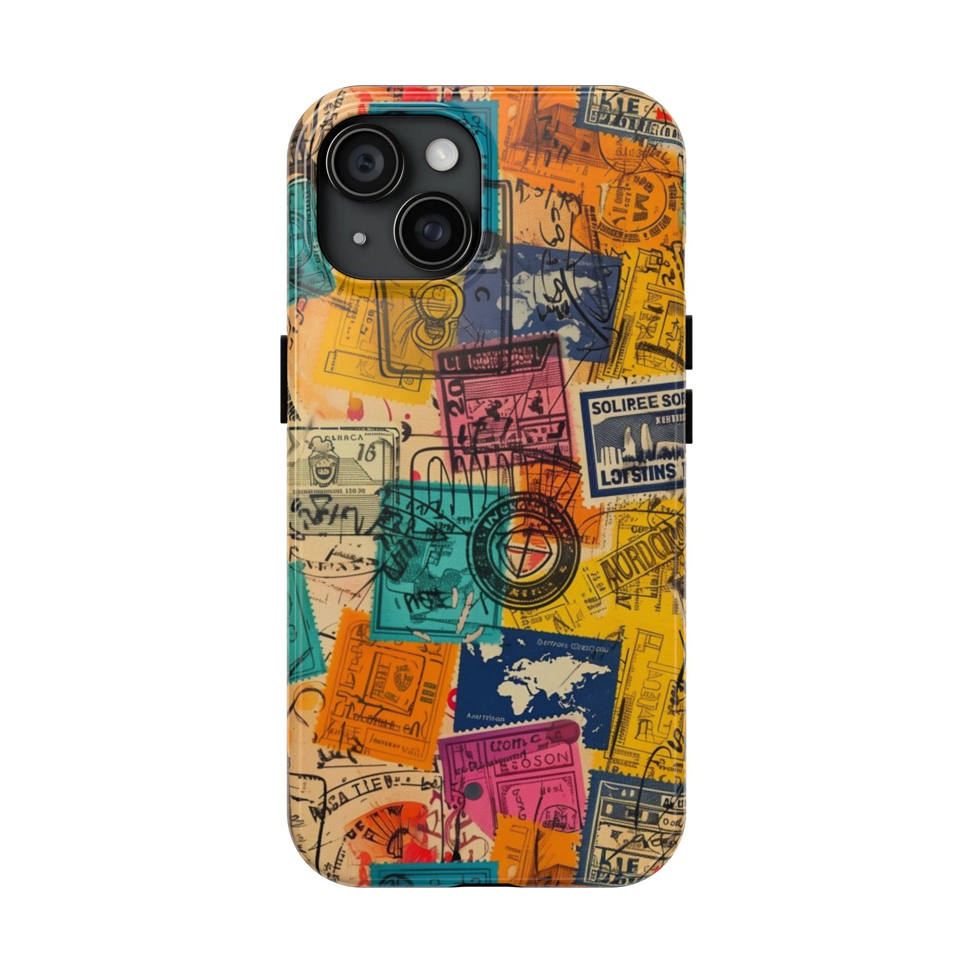 Travel Stamps Tough Case - Durable iPhone case Vintage Travel Stamps Design - Adventure Inspired Case - Protective Global Destination Prints