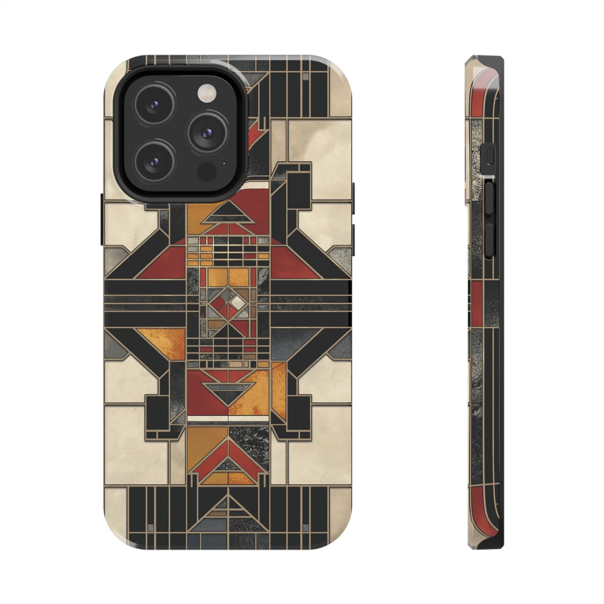 Frank Lloyd Wright Inspired Stained Glass Phone Case - Geometric Elegance for iPhone Models