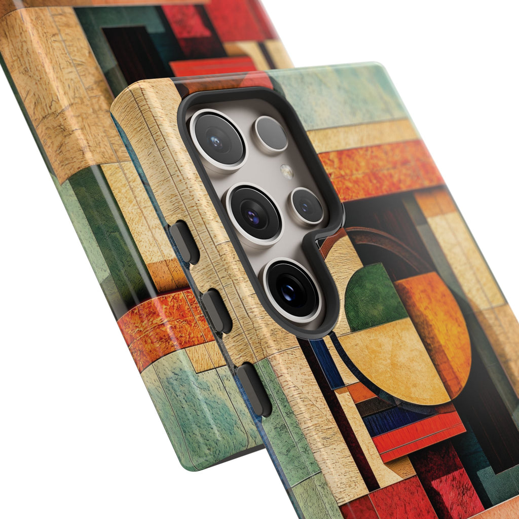 Tan Prairie Style Frank Lloyd Wright Usonian Phone Case Geometric Stained Glass Art Deco Marble Gold 13 14 15 16 iPhone Pro Max Galaxy Pixel