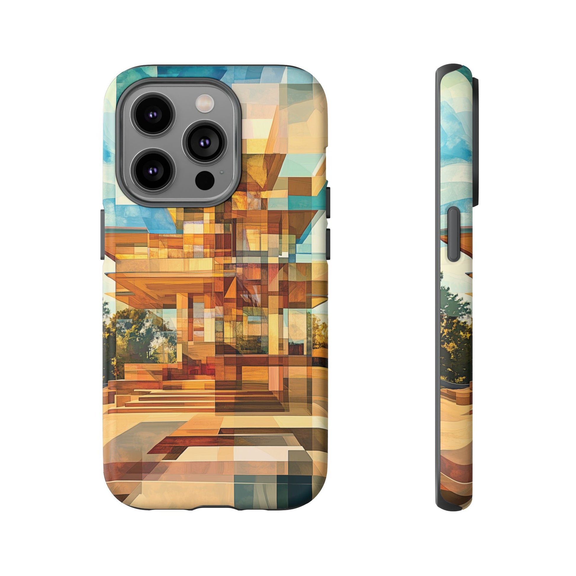 Frank Lloyd Wright Inspired Prairie Usonian Phone Case Geometric Stained Glass Art Deco Marble Gold 13 14 15 16 iPhone Pro Max Galaxy Pixel