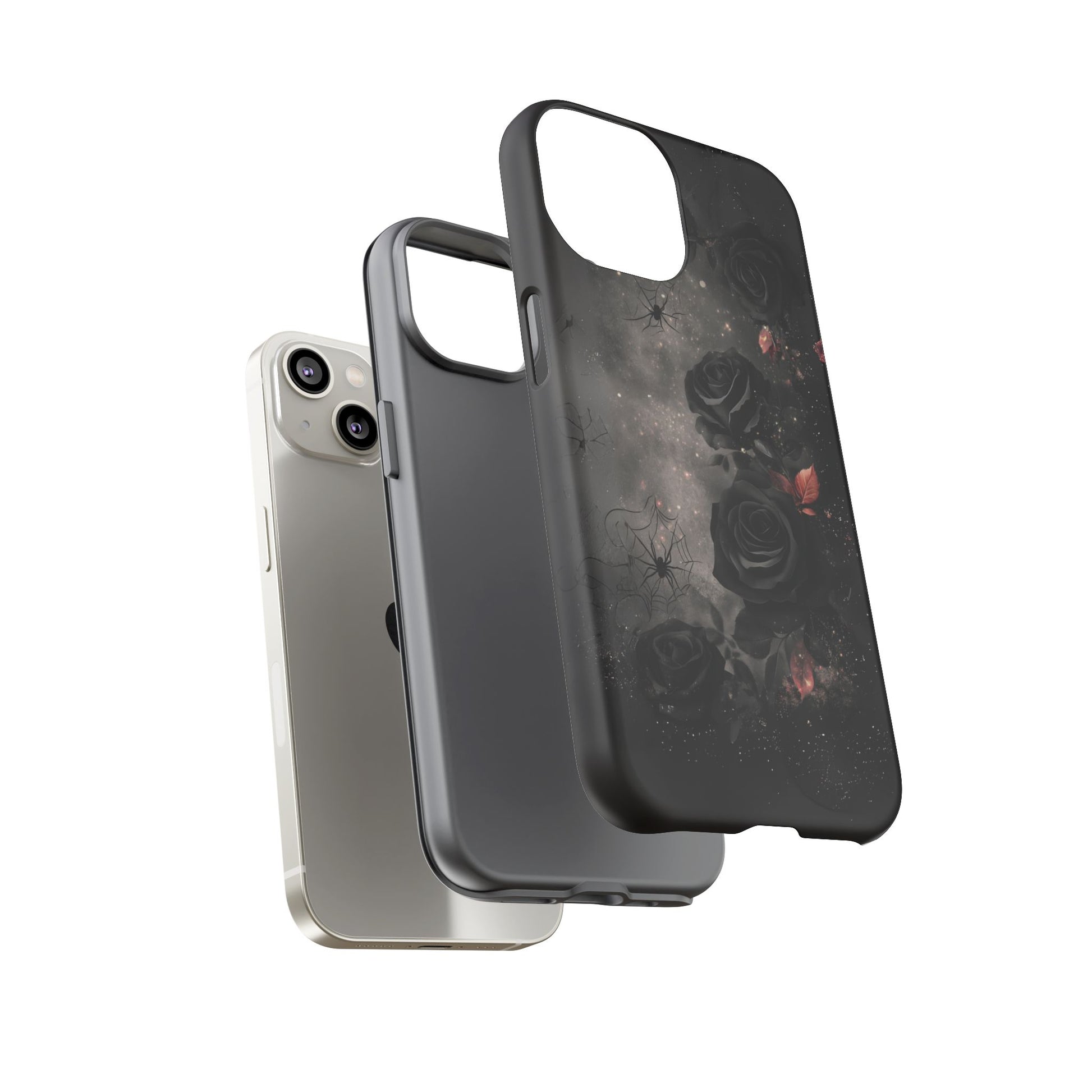 Gothic Floral Phone Case Dark Academia Black Roses Spider Webs Space Witchcraft Night Sky iPhone 13 14 15 16 Pro Max Galaxy Pixel
