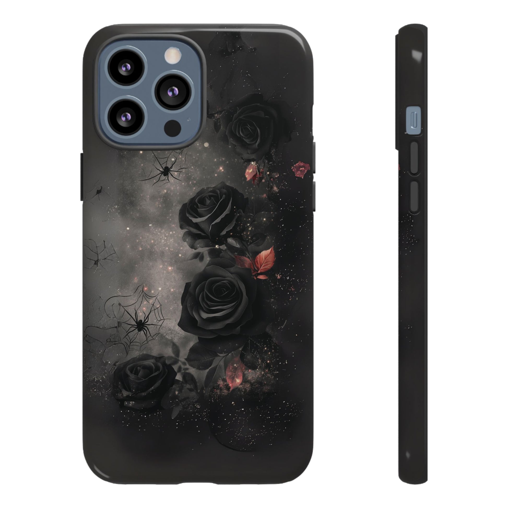 Gothic Floral Phone Case Dark Academia Black Roses Spider Webs Space Witchcraft Night Sky iPhone 13 14 15 16 Pro Max Galaxy Pixel