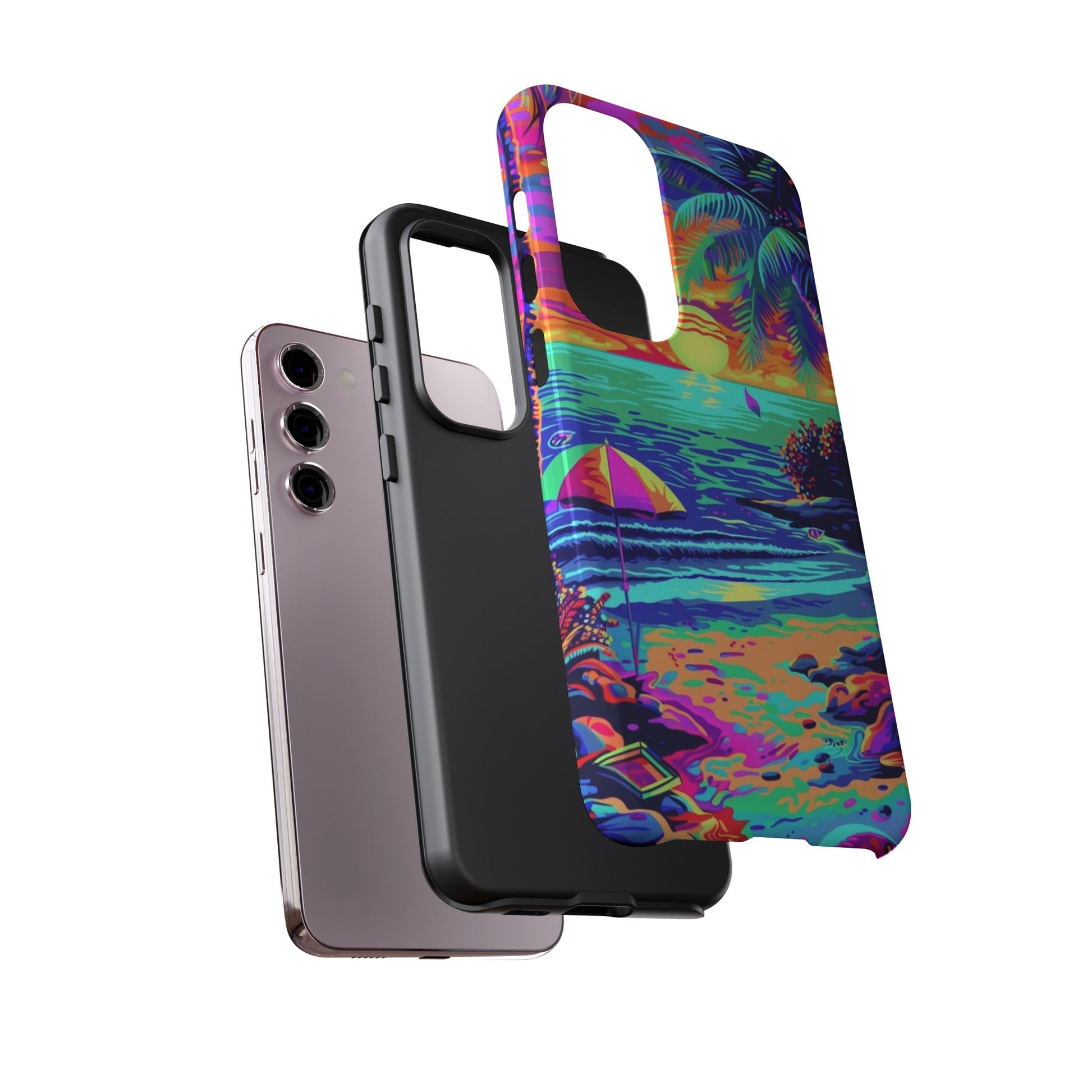 Beach Bliss: Durable Android Phone Case with Lisa Frank Style