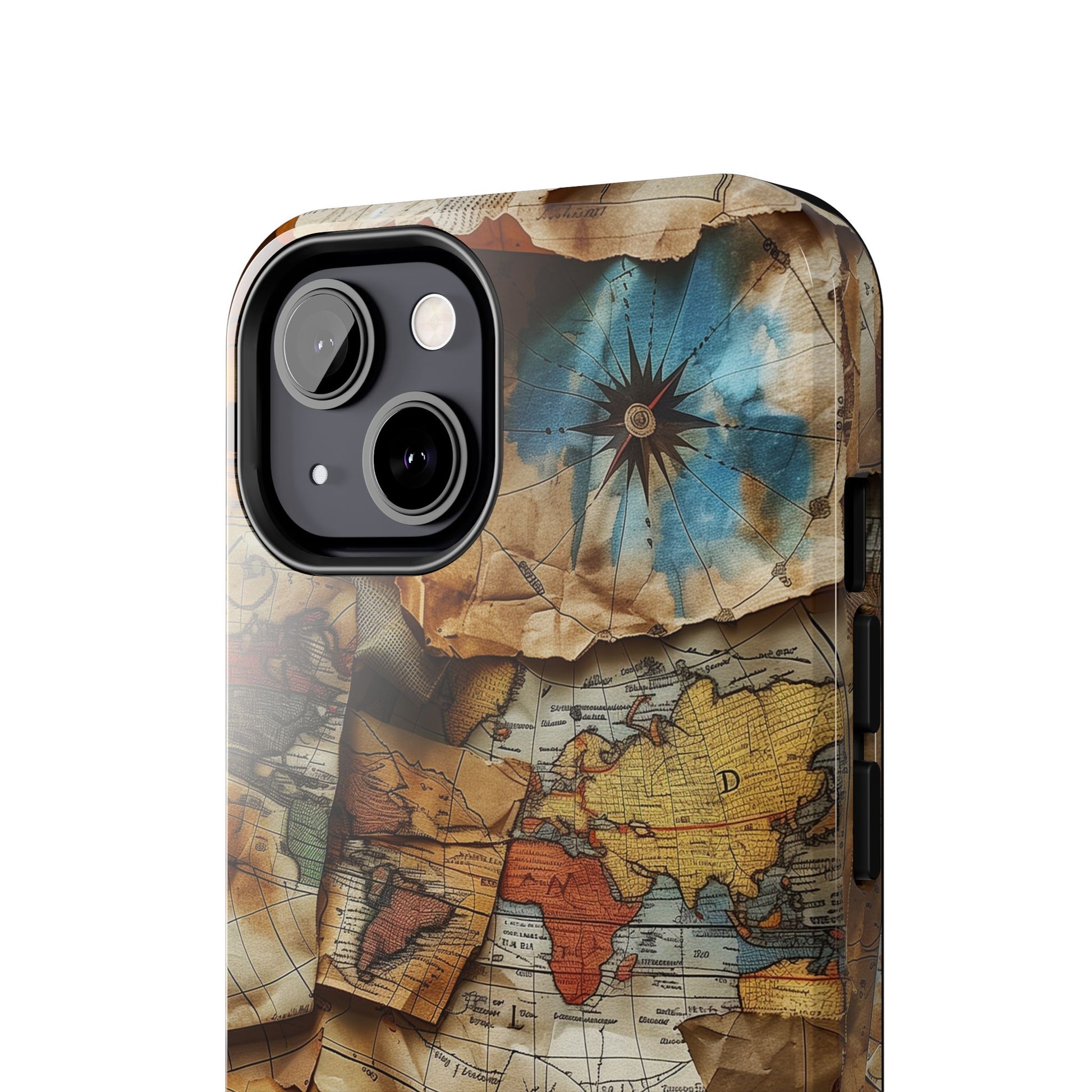 Double Layer Map Phone Case - Protective Phone Case Vintage Map Design - Durable Dual Layer Case with Map Print - Travel Inspired Phone Case