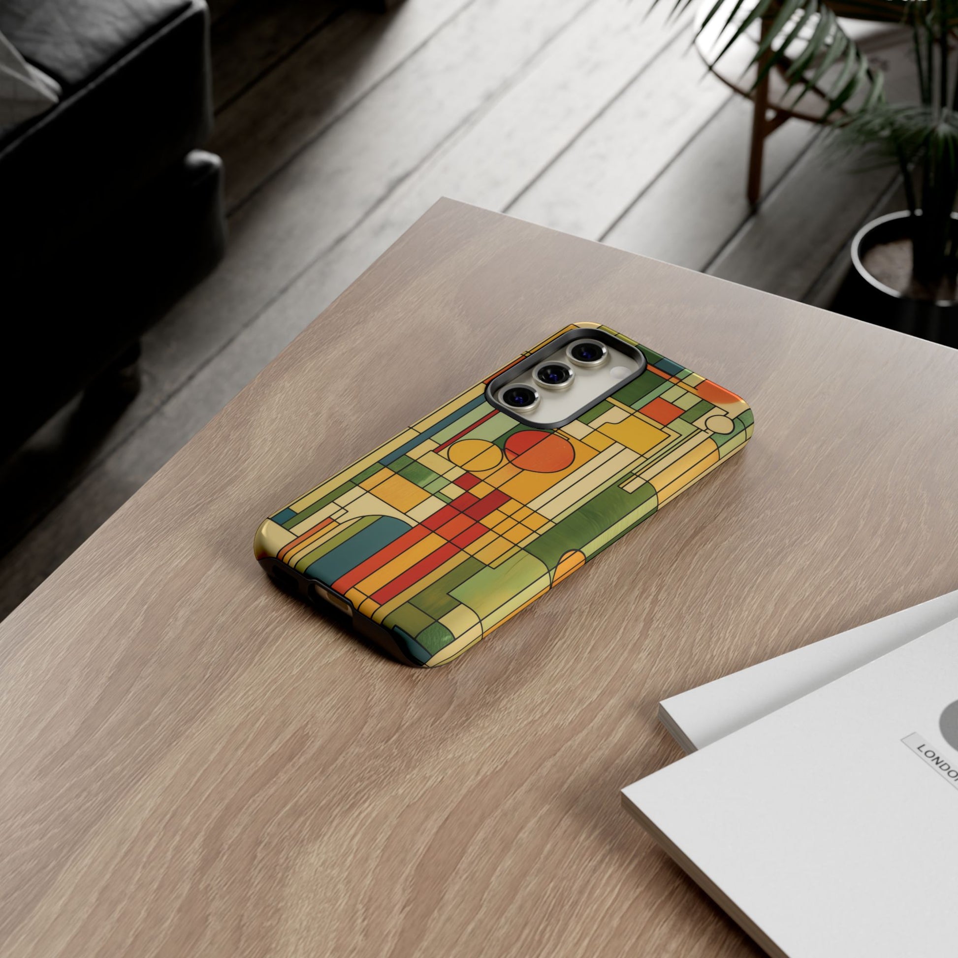 Frank Lloyd Wright Inspired Prairie Style Usonian Phone Case Geometric Stained Glass Art Deco 13 14 15 16 iPhone Pro Max Galaxy Pixel