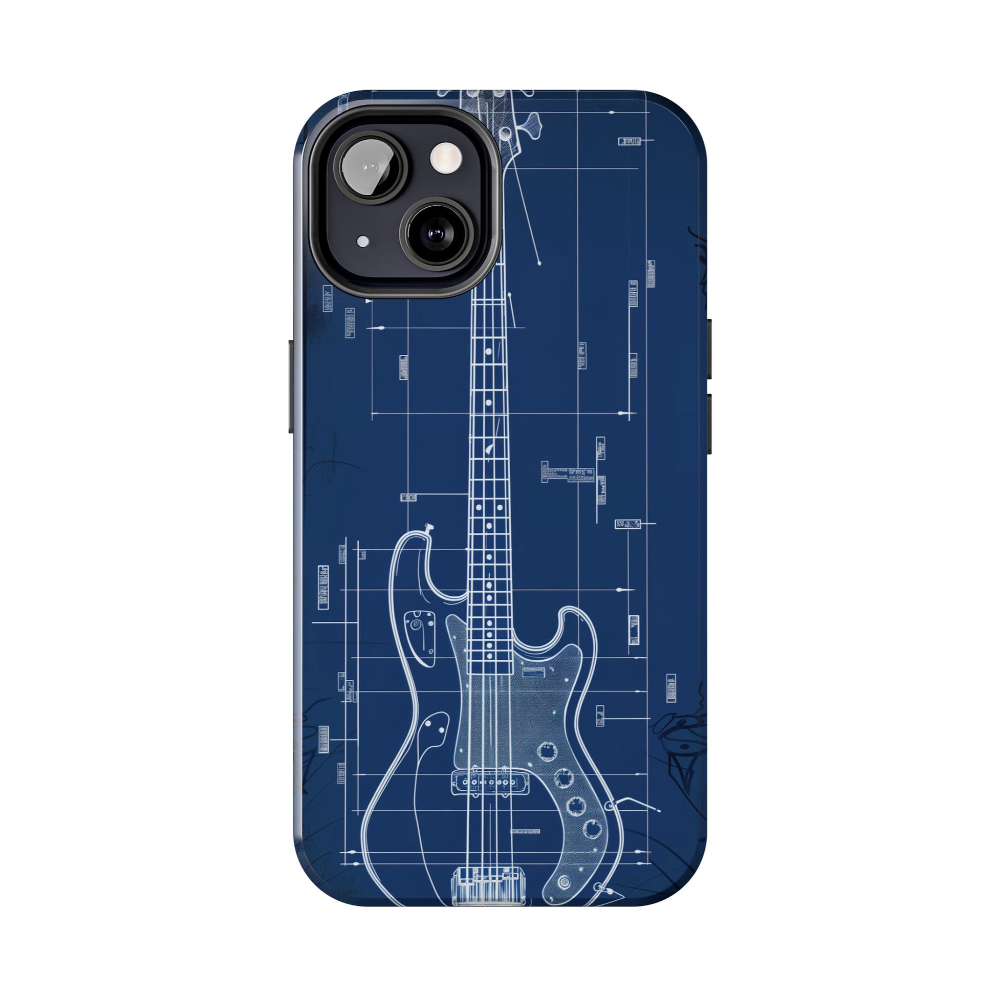 Guitar Phone Case Blueprint Schematic Vintage Custom Design Fender Gibson Rickenbacker Custom Rock Music Phone Accessories Musician Gift