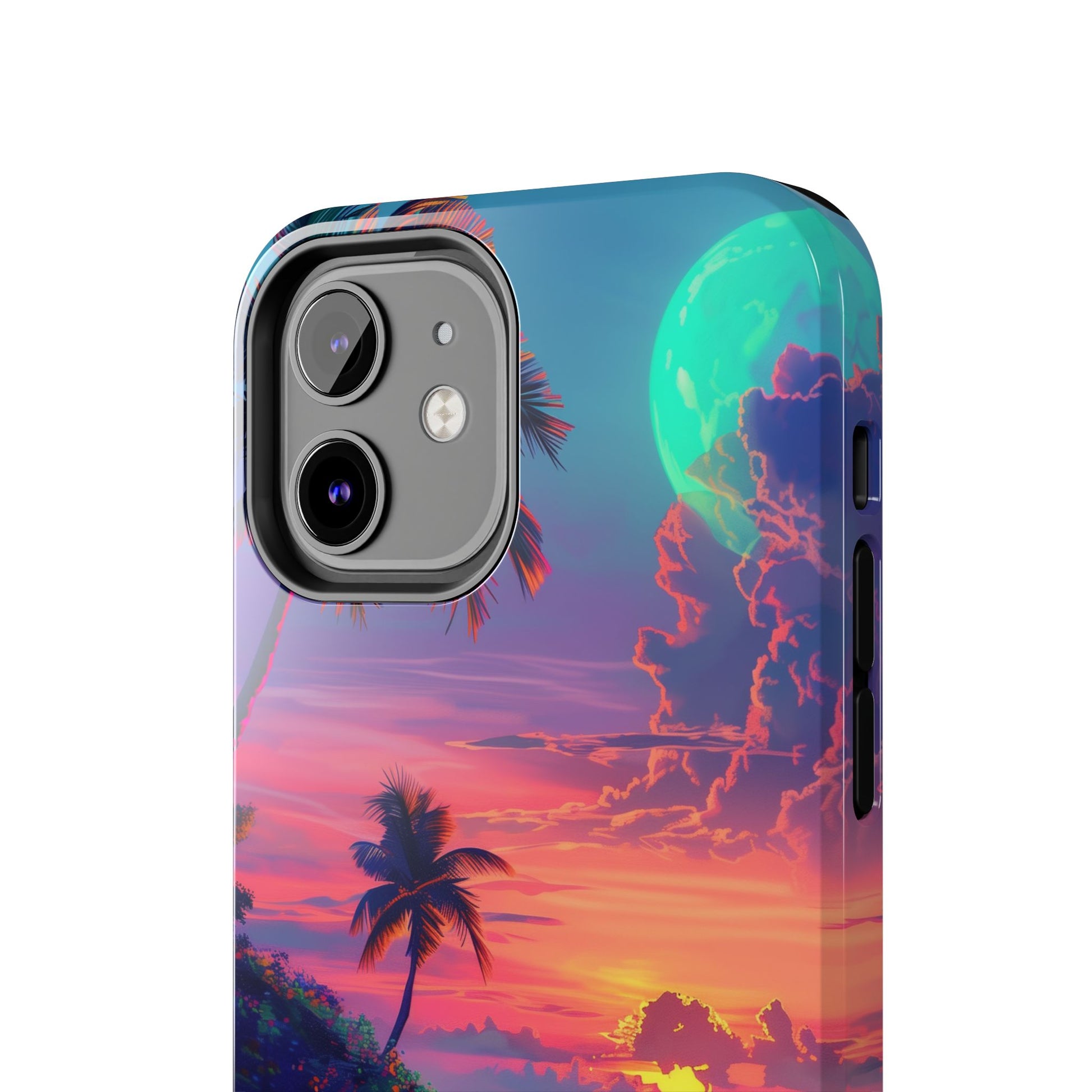 Tough Beach Scene Phone Case - Durable Phone Cover with Lisa Frank Inspired Beach Art - Protective Case with Vibrant Beach Design