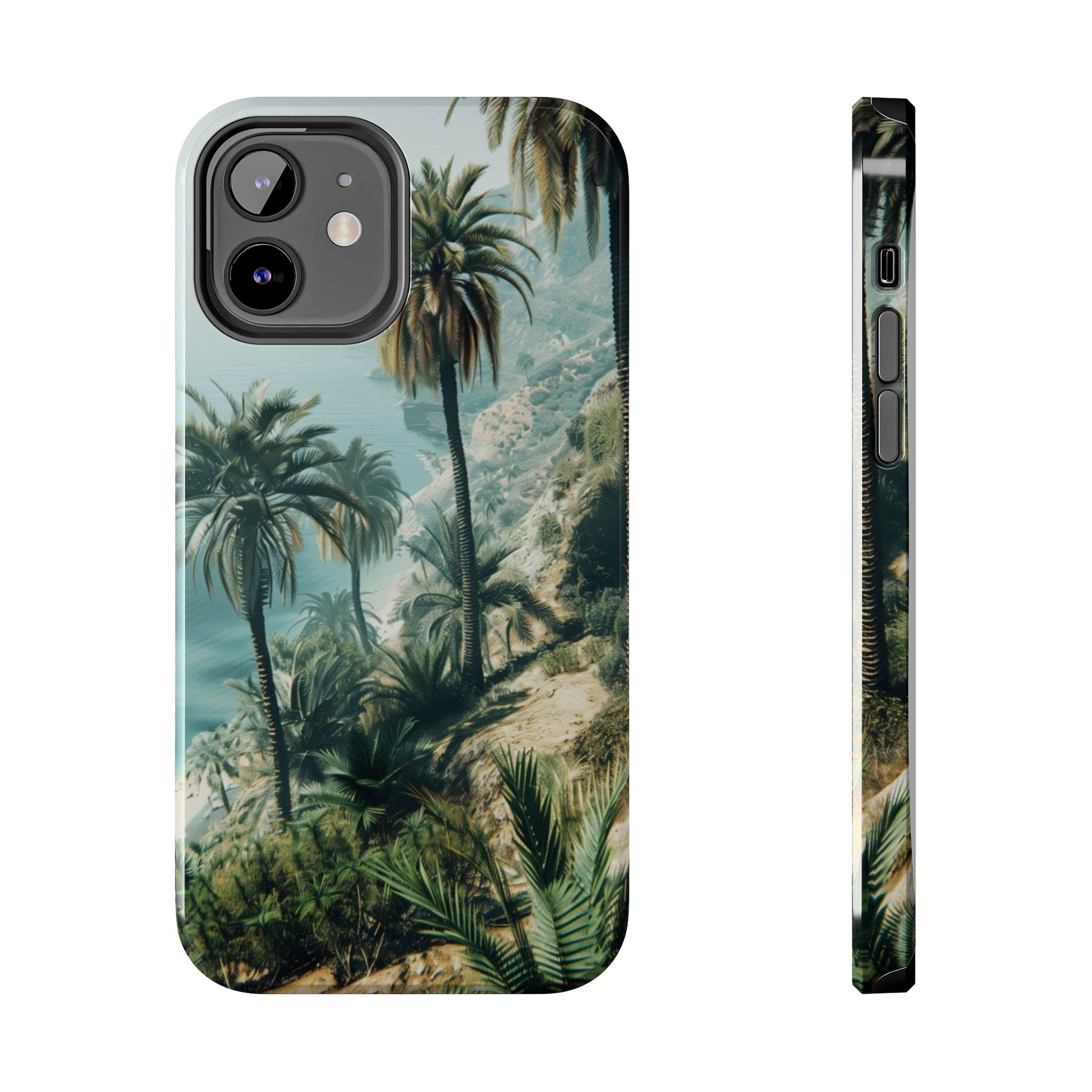 Coastal Breeze: Durable iPhone Case with Ocean View and Palm Trees