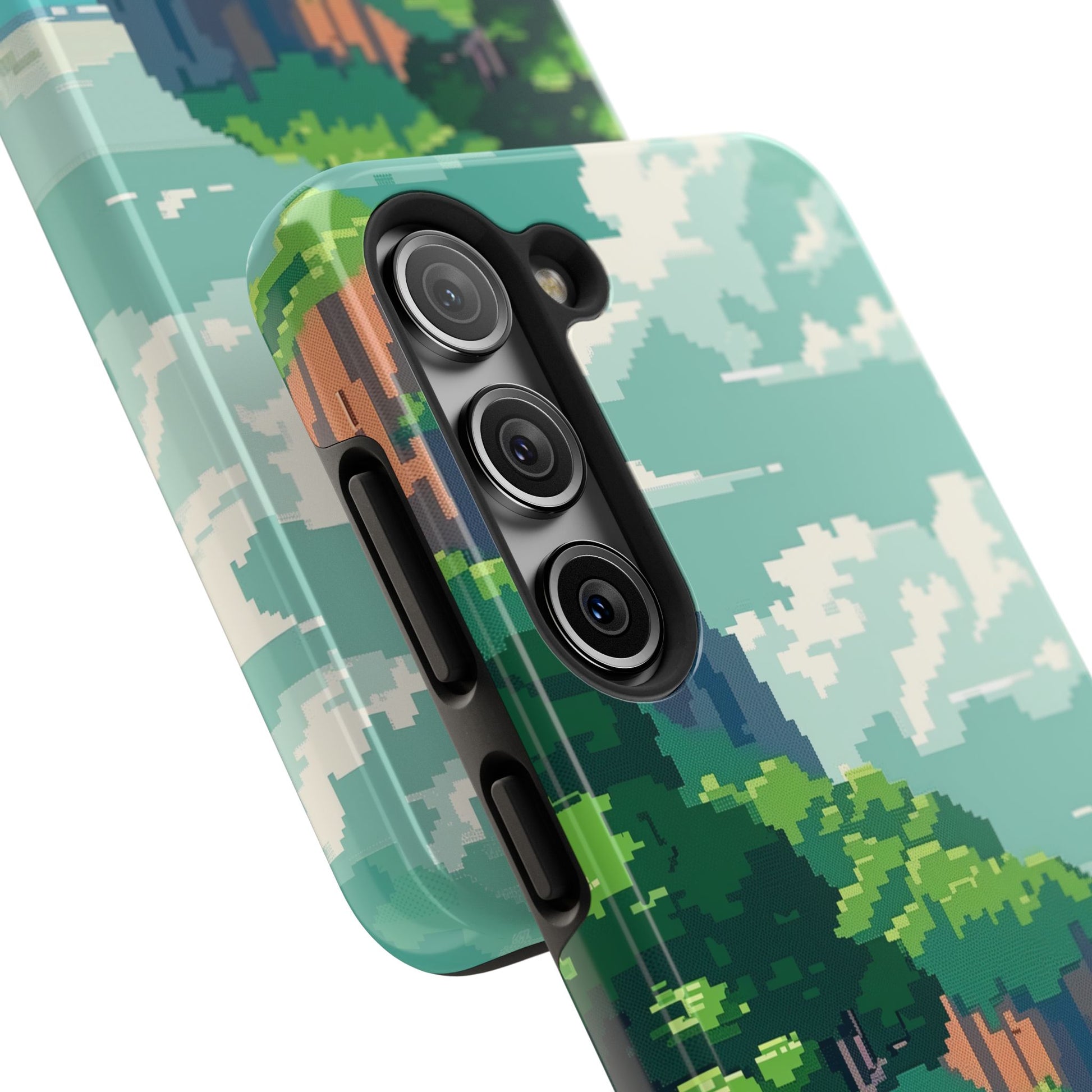 Pixel Art Video Game Landscapes Phone Case, Retro Gaming Pixelated Design, Geeky Gamer Phone Cover, Unique Video Game Art Accessories