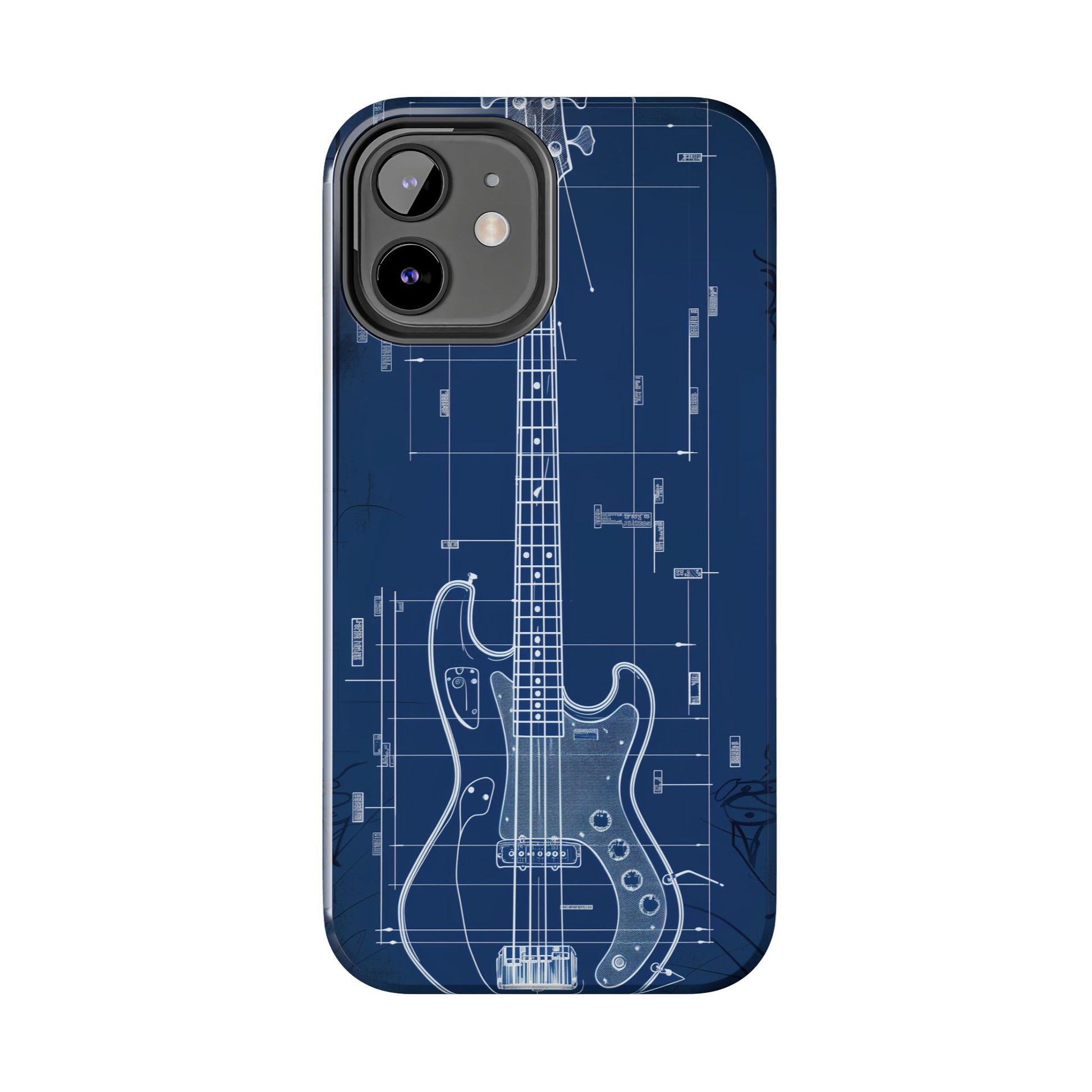 Guitar Phone Case Blueprint Schematic Vintage Custom Design Fender Gibson Rickenbacker Custom Rock Music Phone Accessories Musician Gift