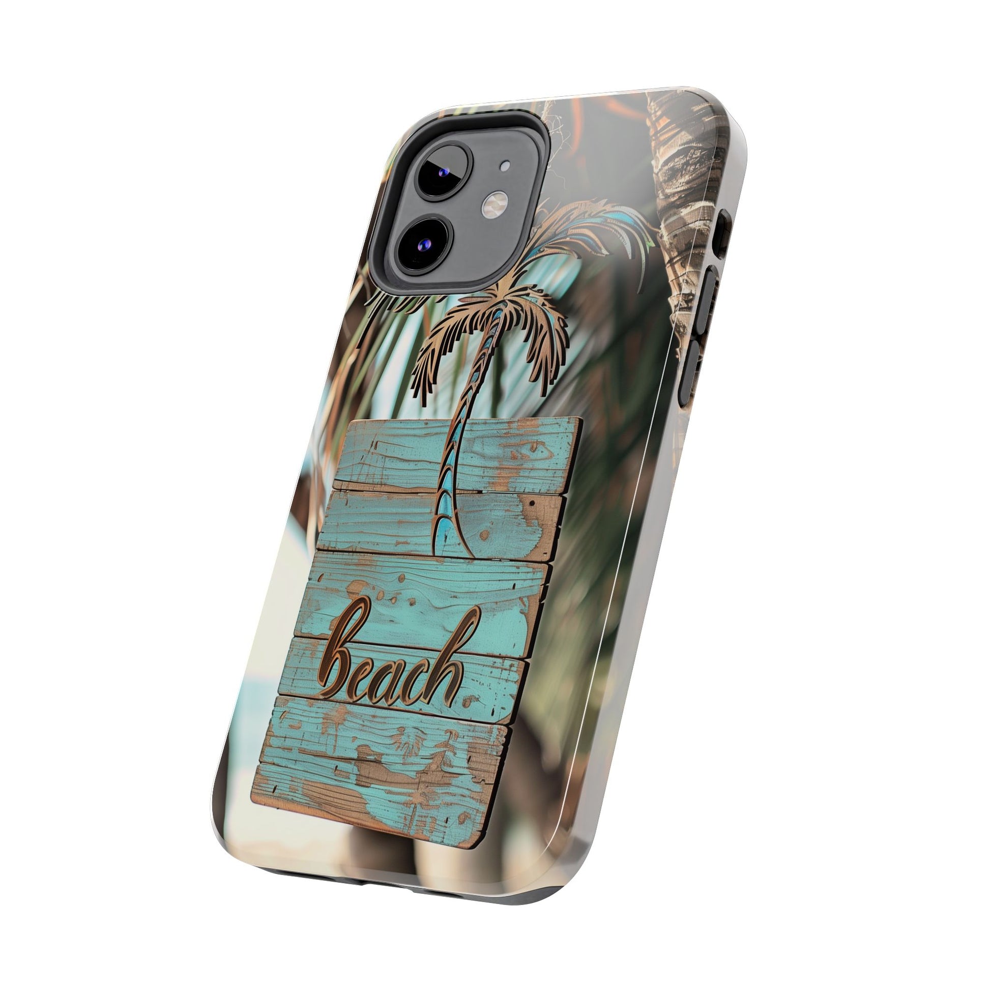 Durable Phone Case with Palm Tree Charm
