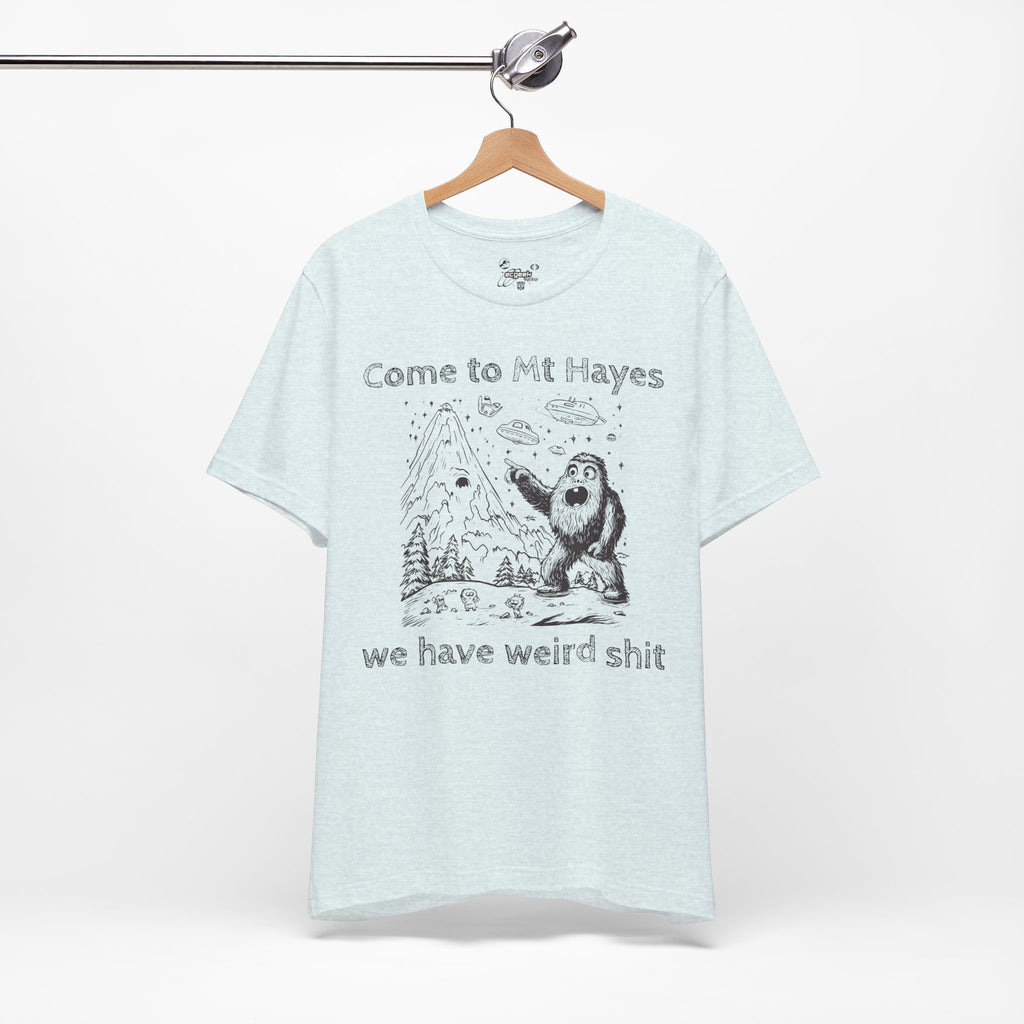Alien Conspiracy Unisex Tee, Bigfoot Mountain Sketch Shirt, UFO Weird Stuff Tshirt, California Men's Top, Space Extraterrestrial Shirt