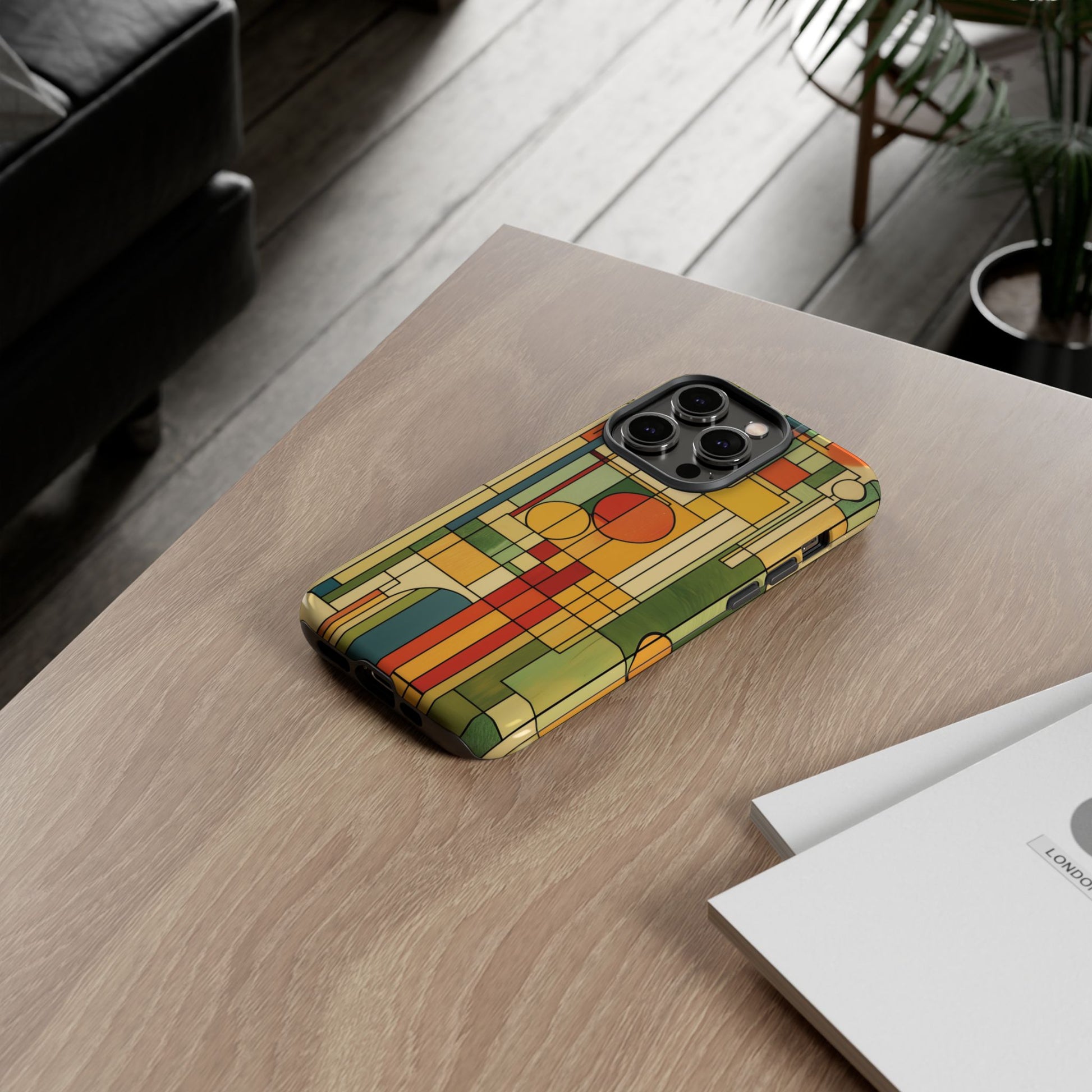 Frank Lloyd Wright Inspired Prairie Style Usonian Phone Case Geometric Stained Glass Art Deco 13 14 15 16 iPhone Pro Max Galaxy Pixel