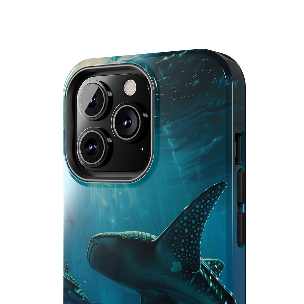 Tranquil Trio: Three Whale Sharks Tough Phone Case