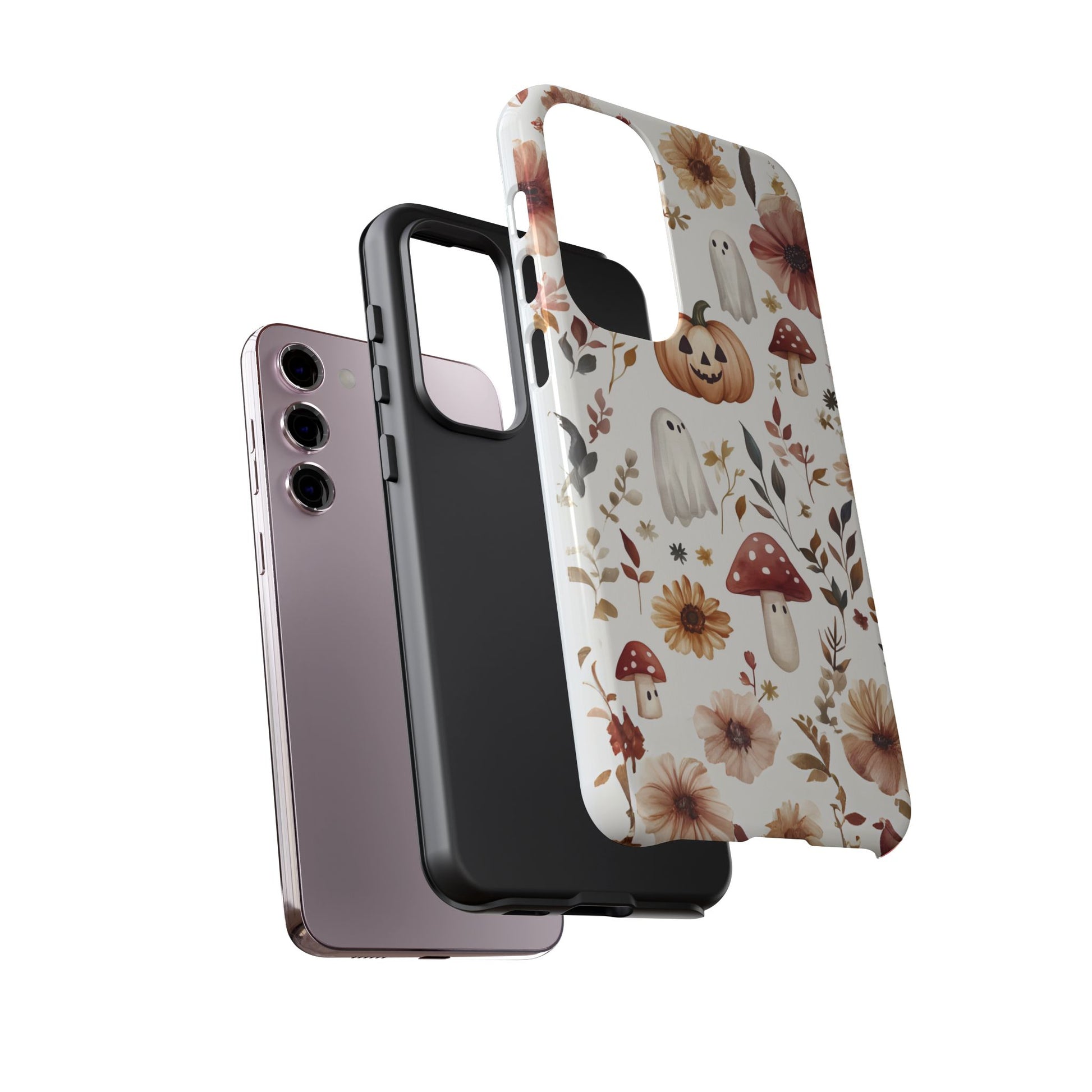 Cottagecore Fall Floral Phone Case for iPhone Samsung Pixel Autumn Pumpkin Tough Case iPhone 16 15 14 13 Pro Max