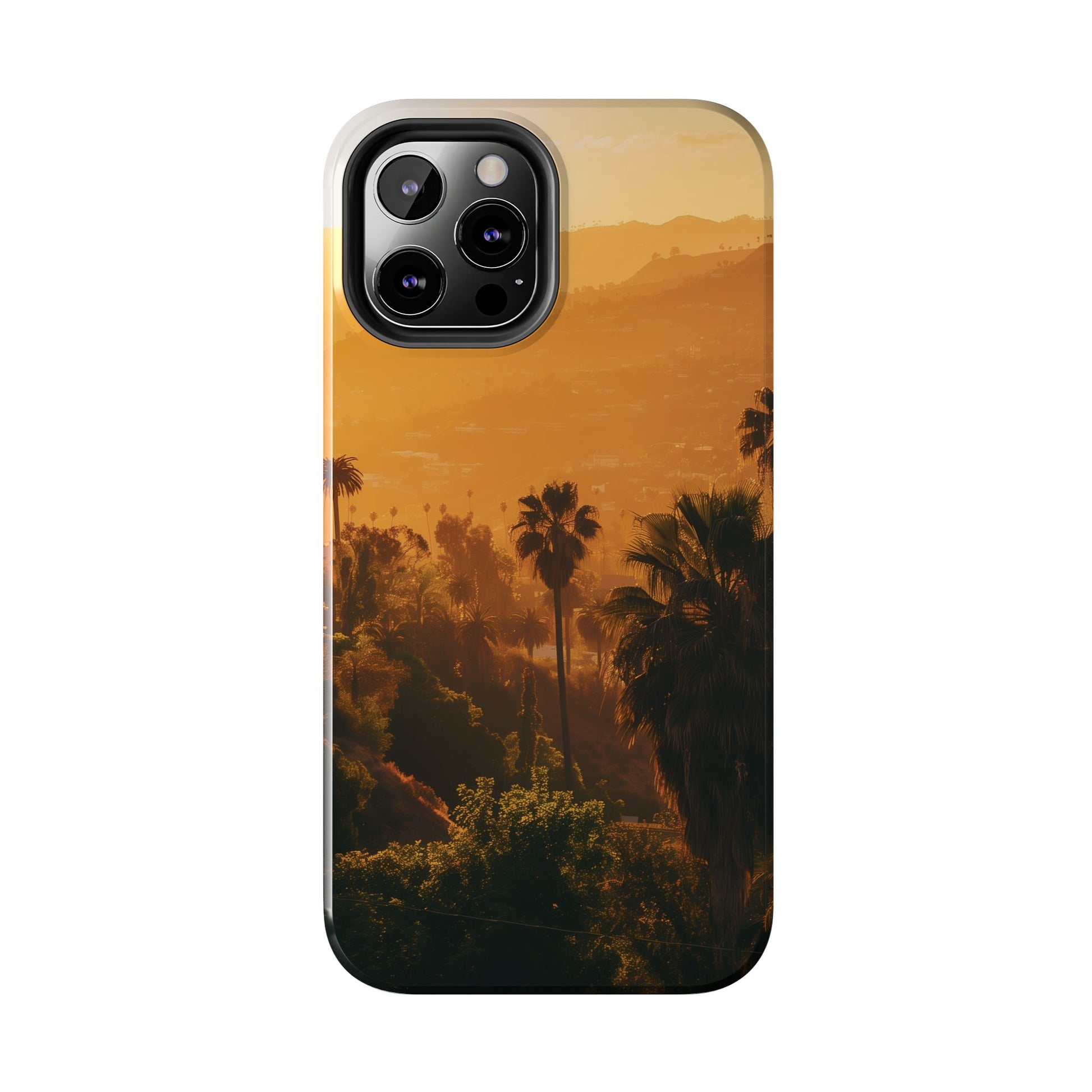 Los Angeles Sunset iPhone Case, Golden Hour Scenic View, Hollywood Hills Sunset Phone Case, Palm Trees Phone Case, iphone 15 pro max case