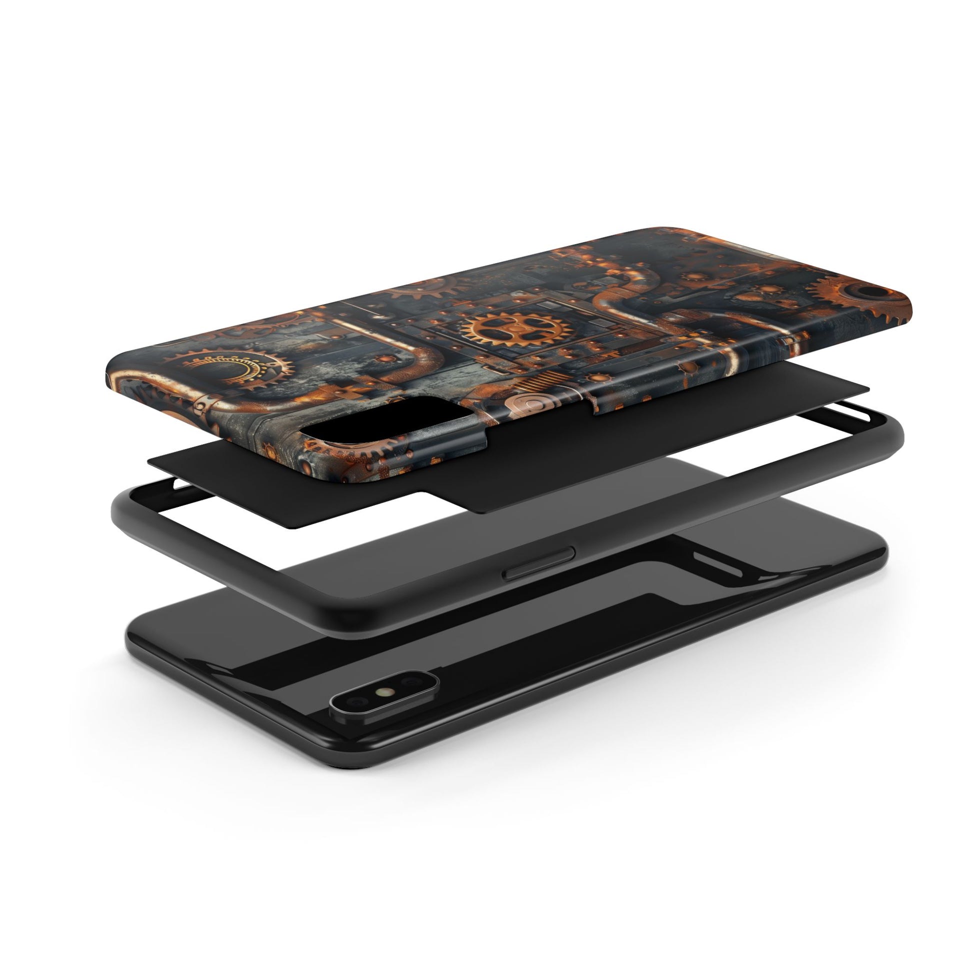 Steampunk Phone Case - Industrial Style Cover with Pipes and Cogs - Unique Steampunk Accessory for Your Phone
