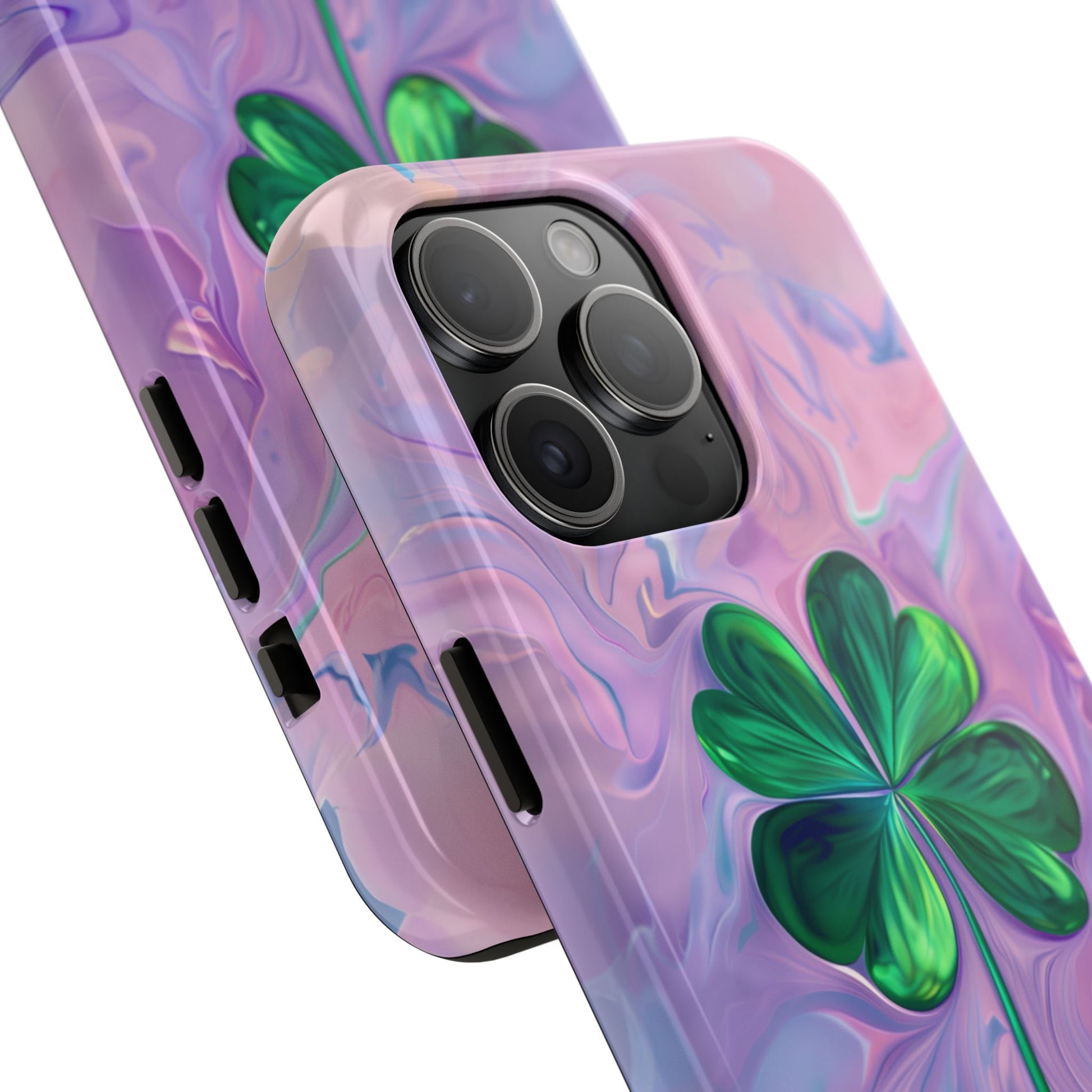 St Patrick's Day Lucky Phone Case Four Leaf Clover Durable Phone Case Good Luck Charm Protective iPhone 13 14 15 16 Pro Max Plus Galaxy