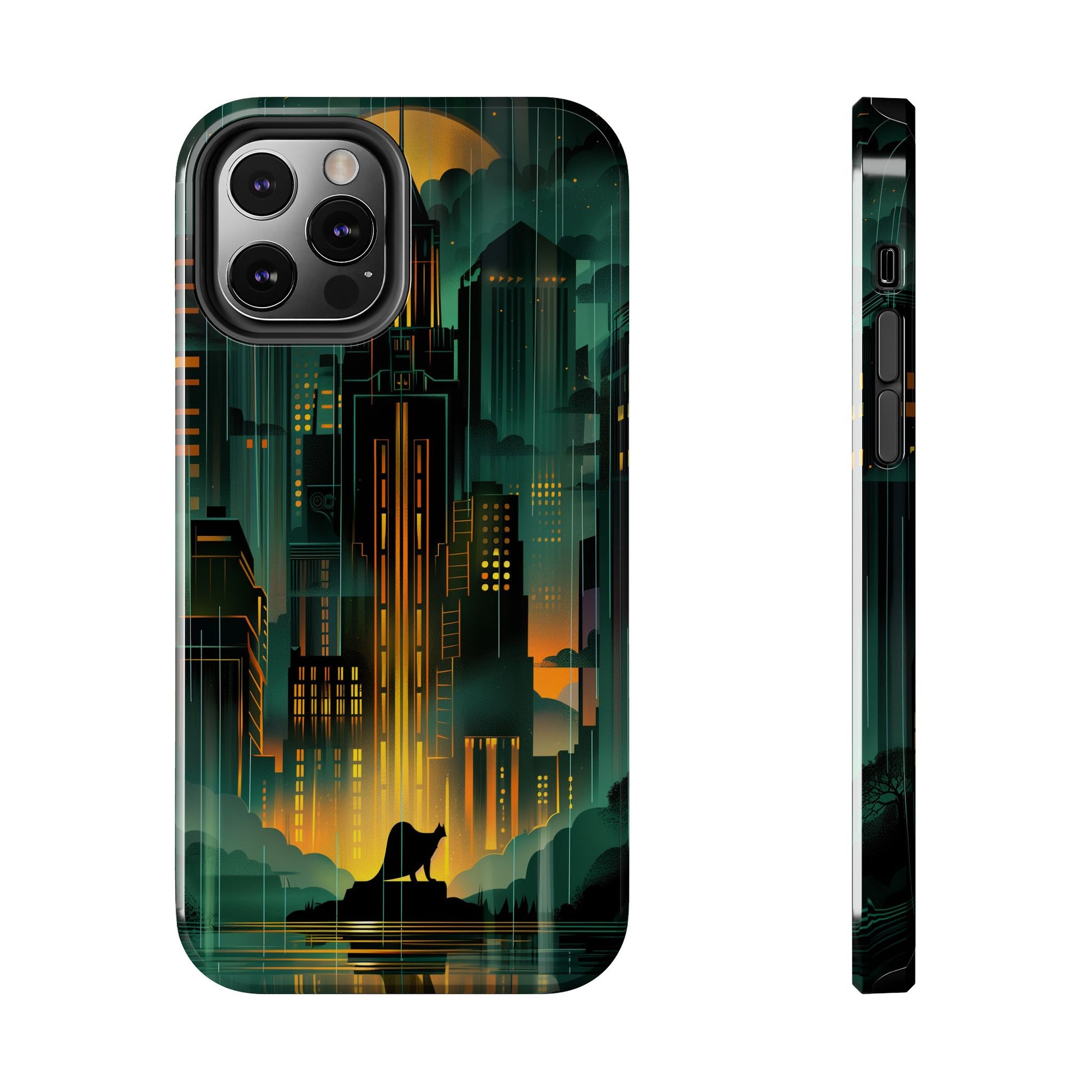 Nighttime Batman Phone Case - Gotham Art Deco Style - Noir Inspired Phone Cover - Dark Knight Accessory