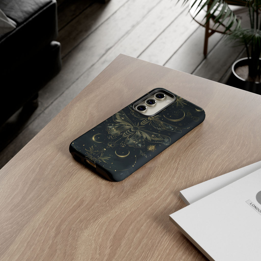 Celestial Dark Academia Phone Case Magical Moth Vintage Witchcraft Cover Esoteric Nature Art iPhone 13 14 15 16 Pro Max Samsung Pixel 8
