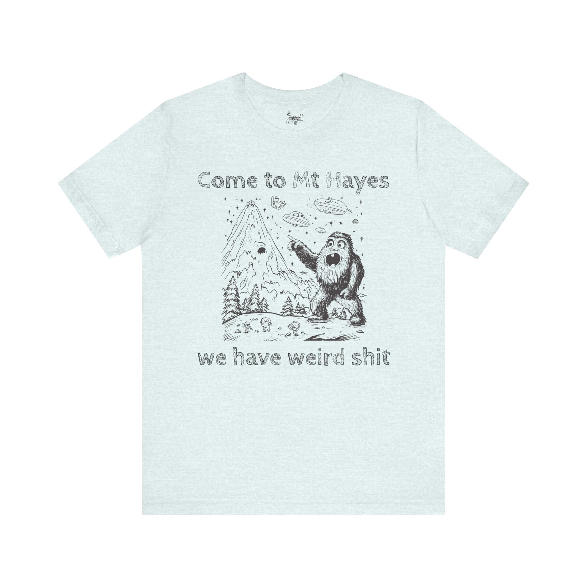 Alien Conspiracy Unisex Tee, Bigfoot Mountain Sketch Shirt, UFO Weird Stuff Tshirt, California Men's Top, Space Extraterrestrial Shirt