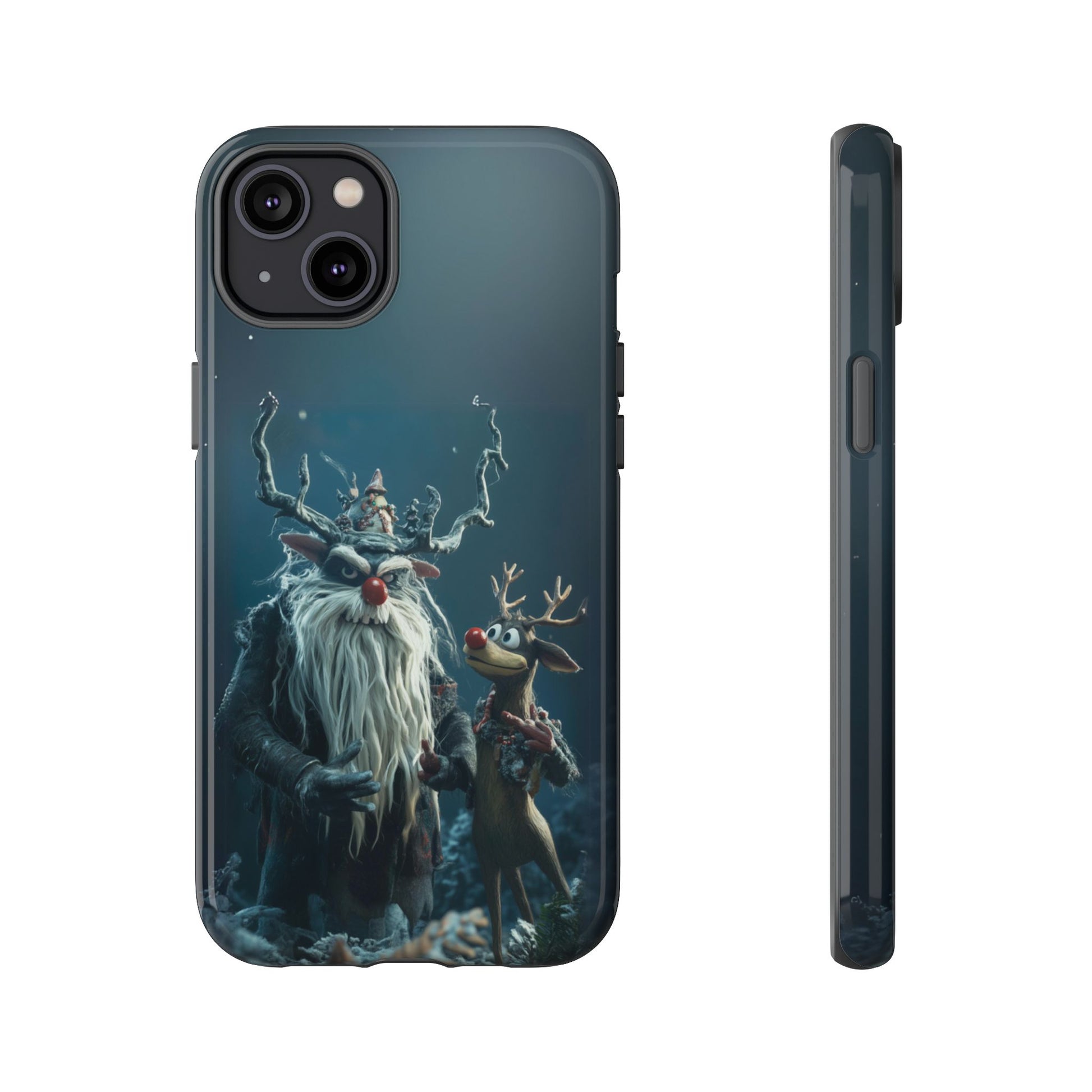 Christmas Rudolph Red Nose Reindeer Krampus Rankin Bass 3D Phone Case Festive Snowflakes iPhone 13 14 15 16 Pro Max Galaxy Pixel