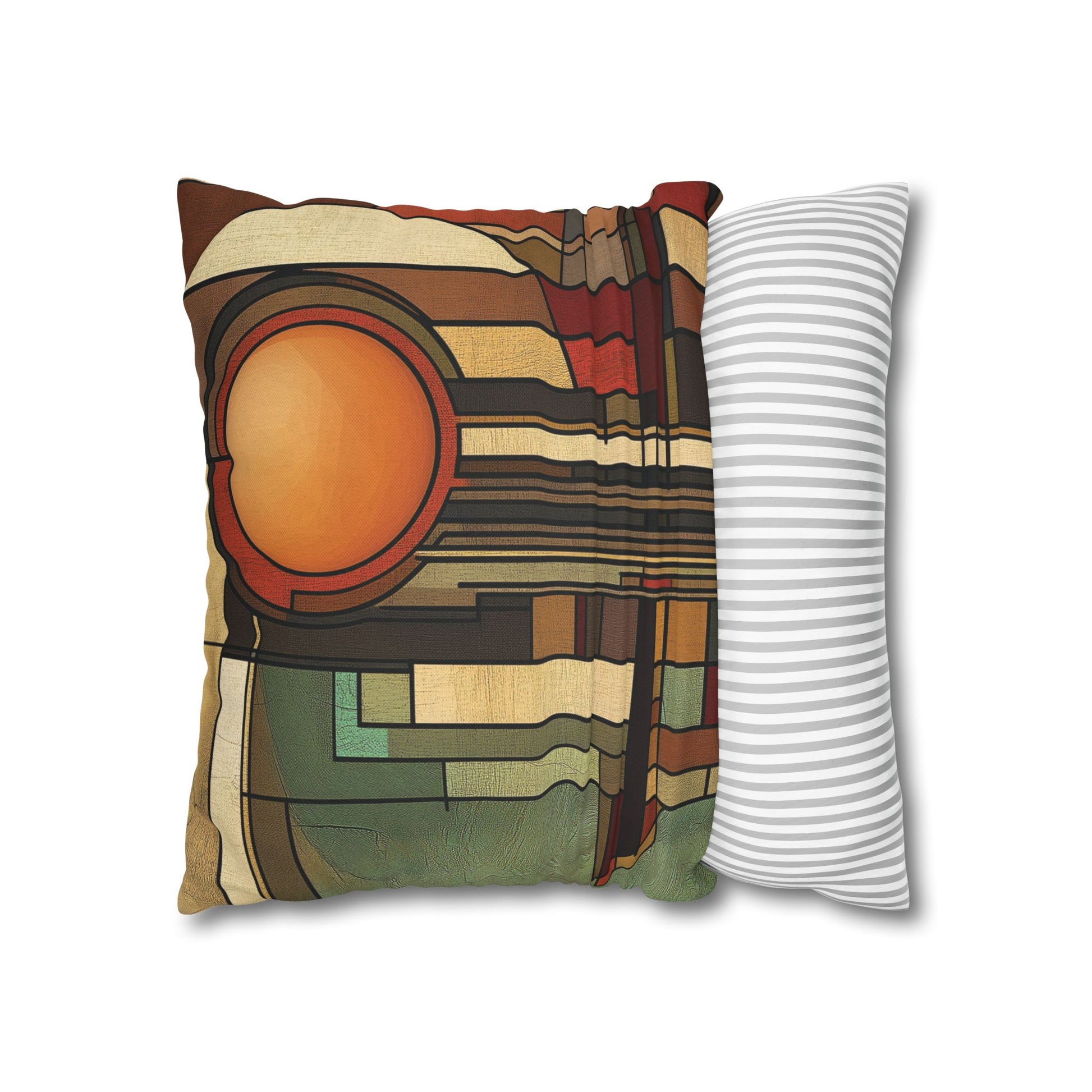Art Deco Pillowcase, Frank Lloyd Wright Prairie Style, Usonian Nature Designer Mission Style, Perfect Gift for Home - Square Pillow, Home