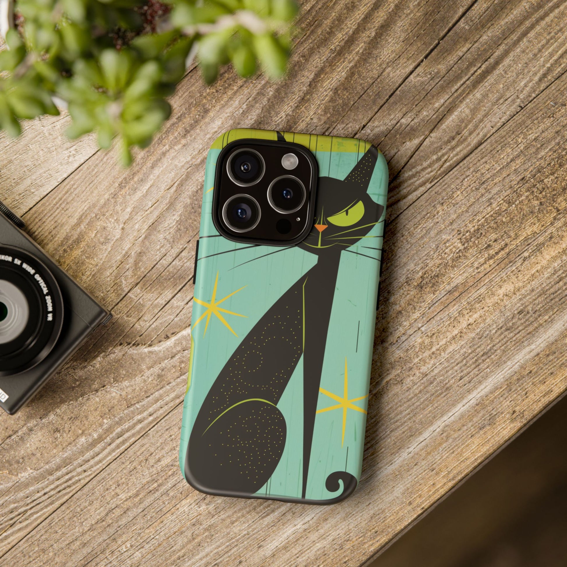 Mid-Century Modern Phone Case, Mid Mod Android Case, Atomic Cats Android Case, Retro Chic Smartphone Cover, Unique Artistic Phone Accessory