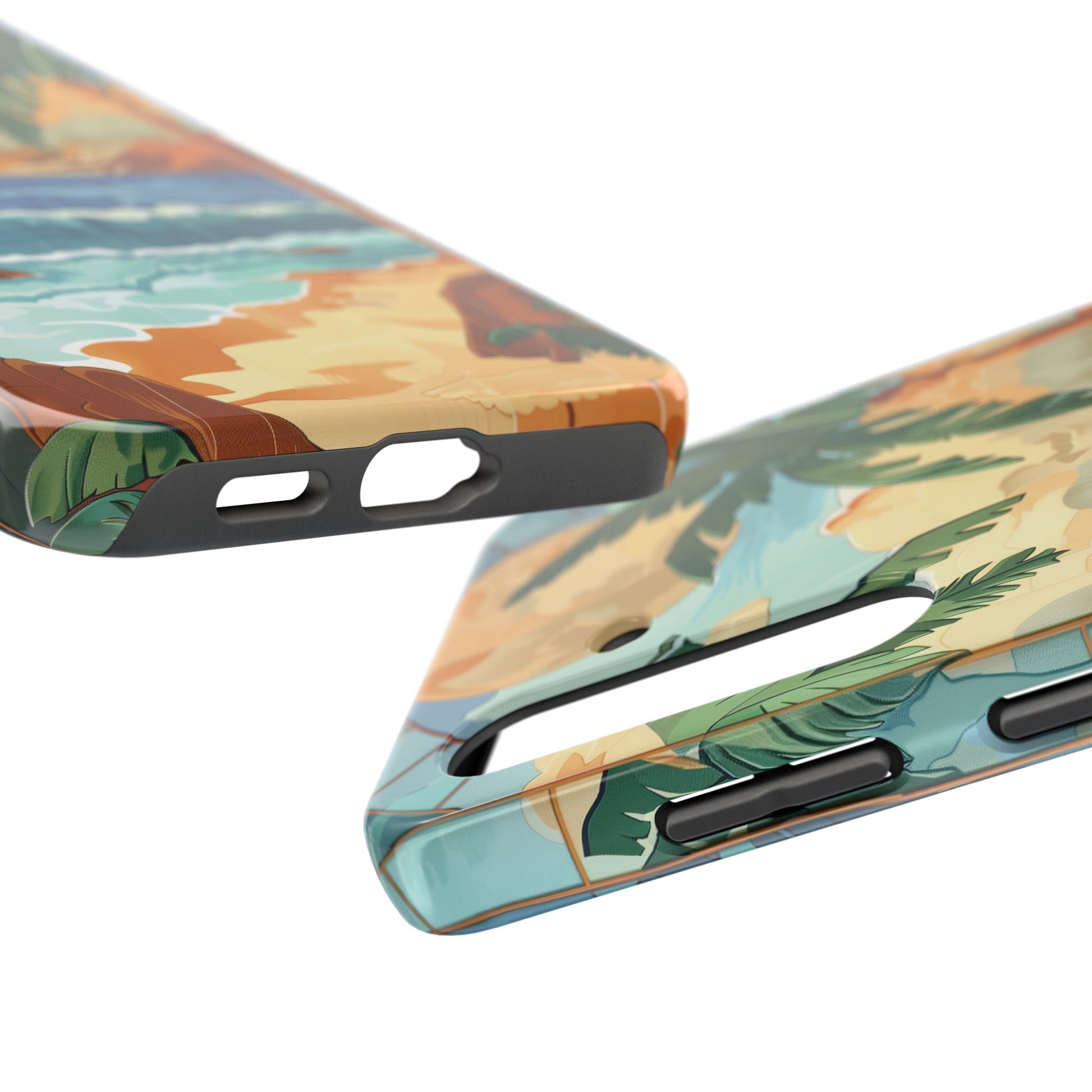 Retro Beach Scene Phone Case, Vintage Tropical Ocean iPhone Case, Summer Beach Phone Cover for iPhone, iphone 15 pro max