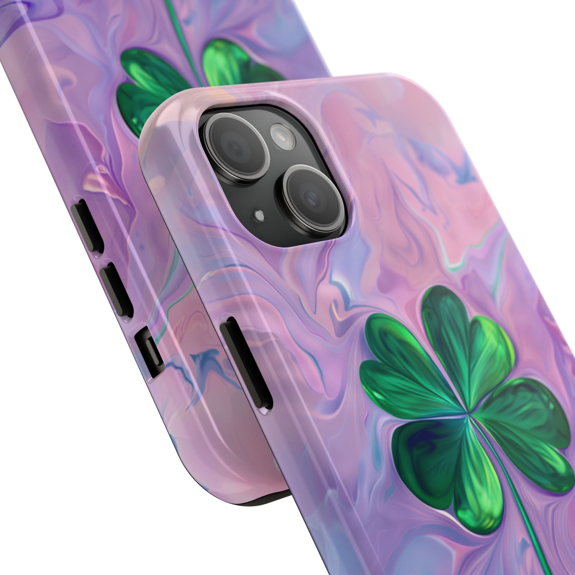 St Patrick's Day Lucky Phone Case Four Leaf Clover Durable Phone Case Good Luck Charm Protective iPhone 13 14 15 16 Pro Max Plus Galaxy