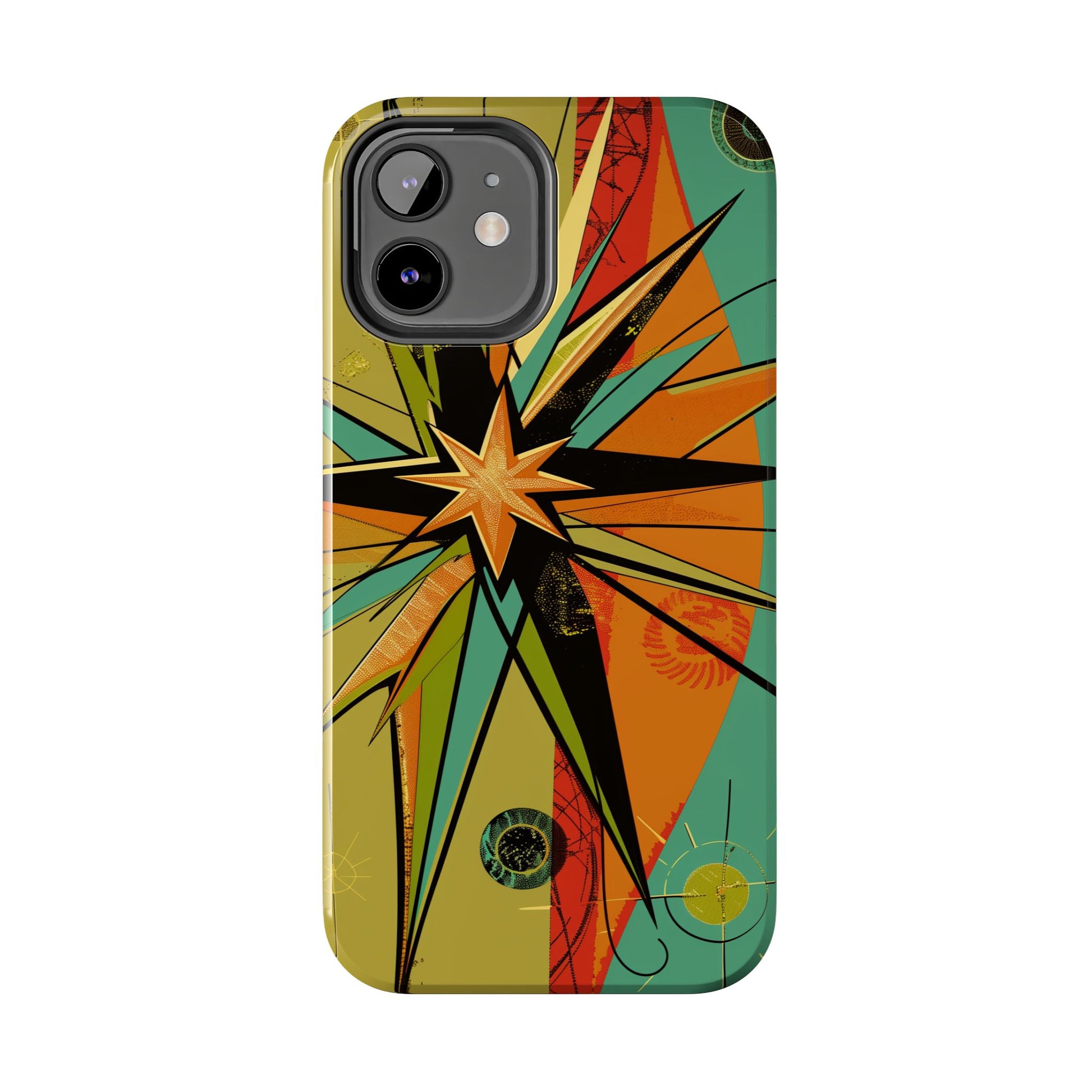 Mid Century Modern Star Design Phone Case, Earth Tone Colors, Retro Style Smartphone Cover, Vintage Phone Case, iPhone 14 Case, Apple iPhone