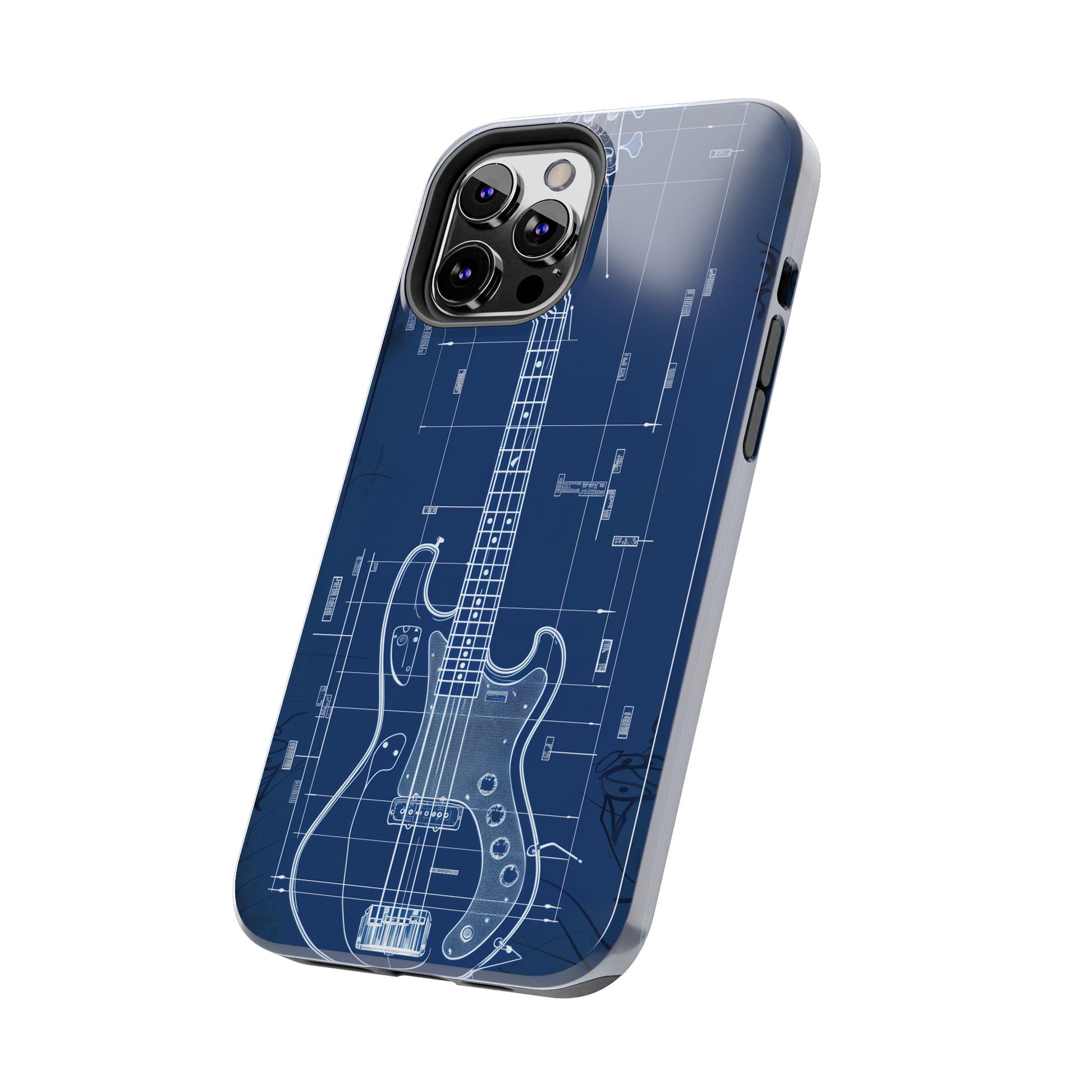 Guitar Phone Case Blueprint Schematic Vintage Custom Design Fender Gibson Rickenbacker Custom Rock Music Phone Accessories Musician Gift