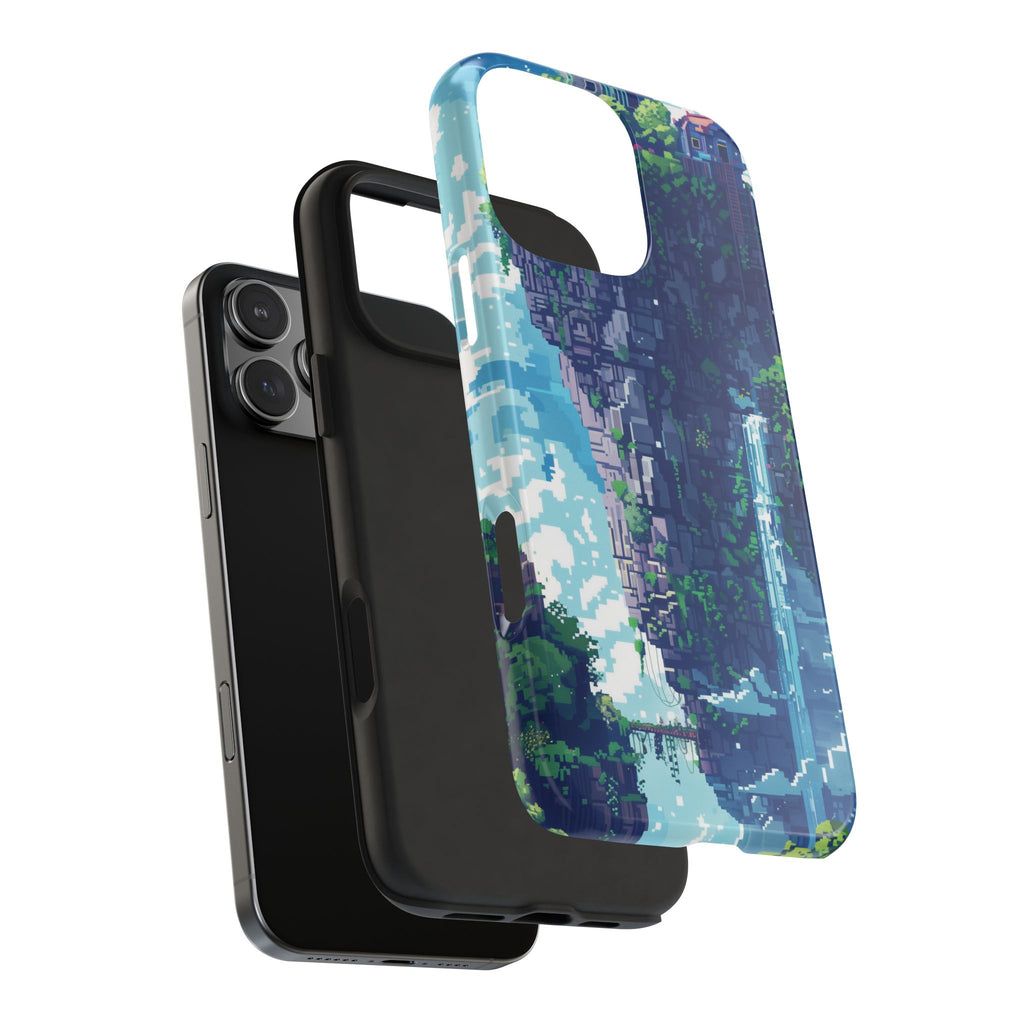 Pixel Art Video Game Landscapes Phone Case, Retro Gaming Pixelated Design, Geeky Gamer Phone Cover, Unique Video Game Art Accessories